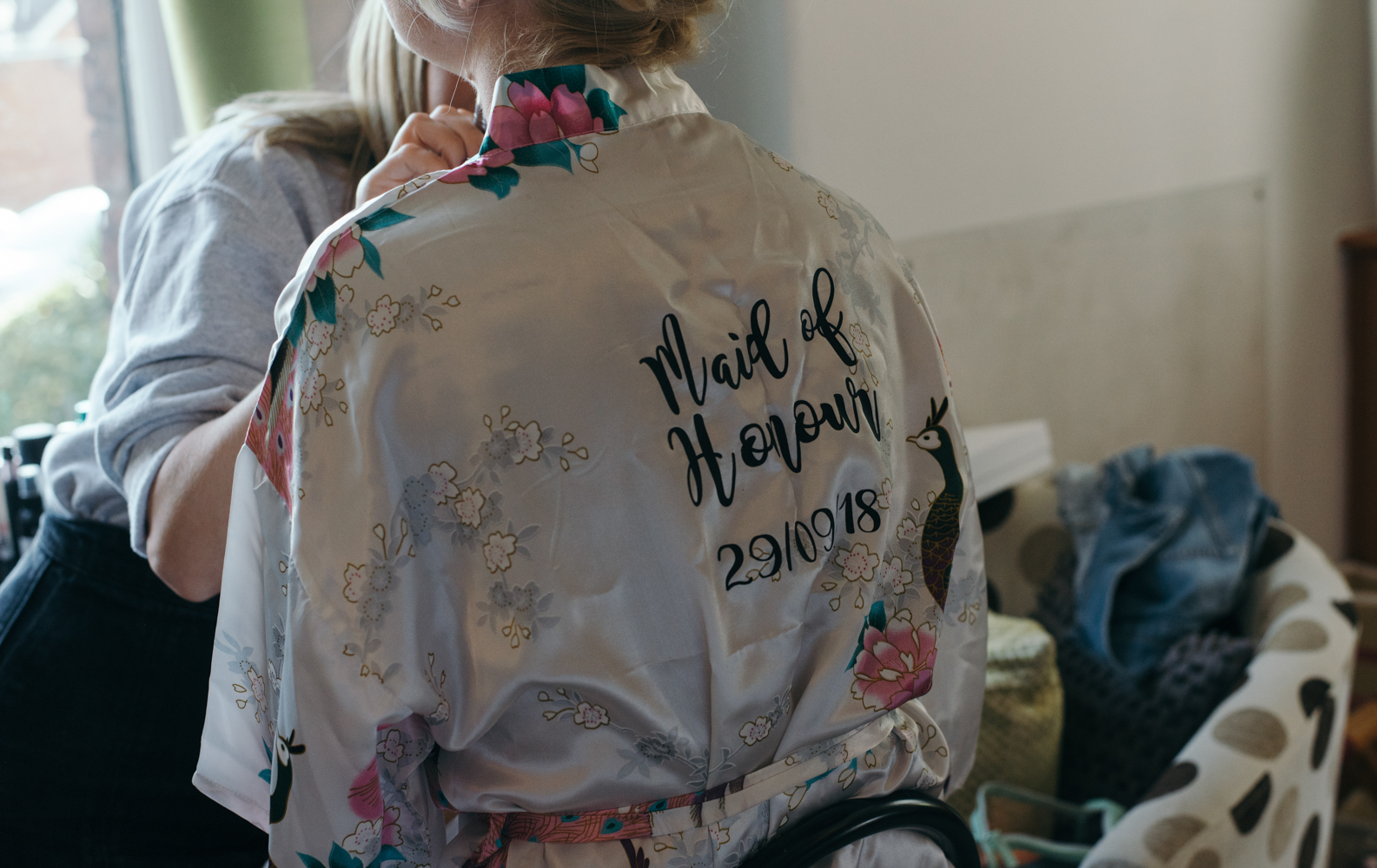 The mother of the brides kimono during morning bridal preparations 