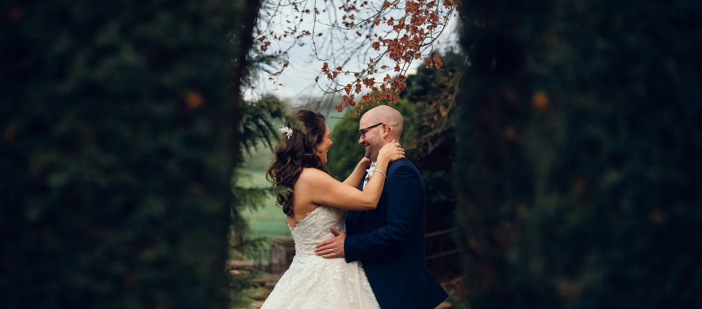 The bride and groom during couples portrait session