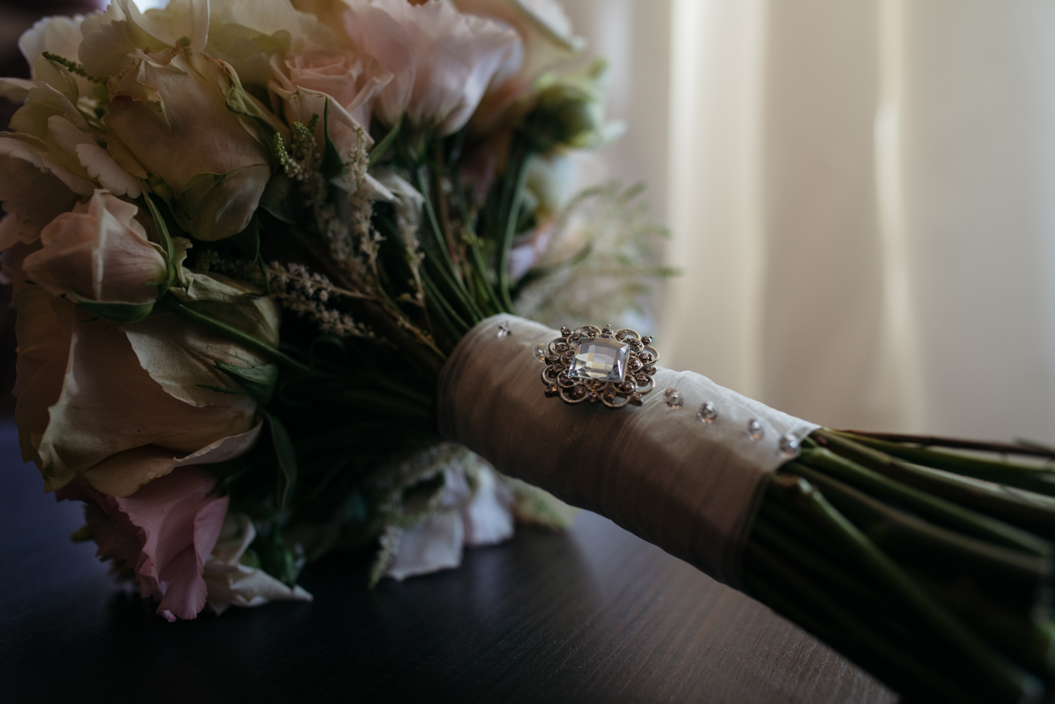 The brides bouquet with a jewel decoration