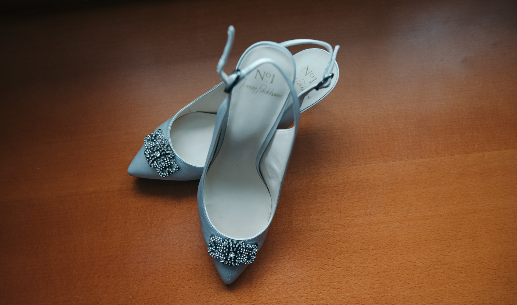 A photo of the brides wedding shoes