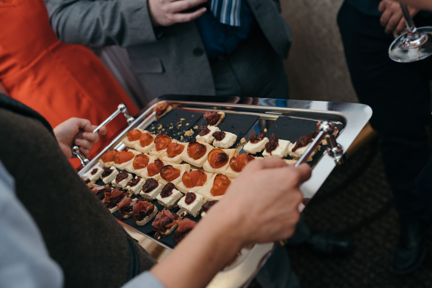 A platter full of canapés at Low Wood Bay Hotel 