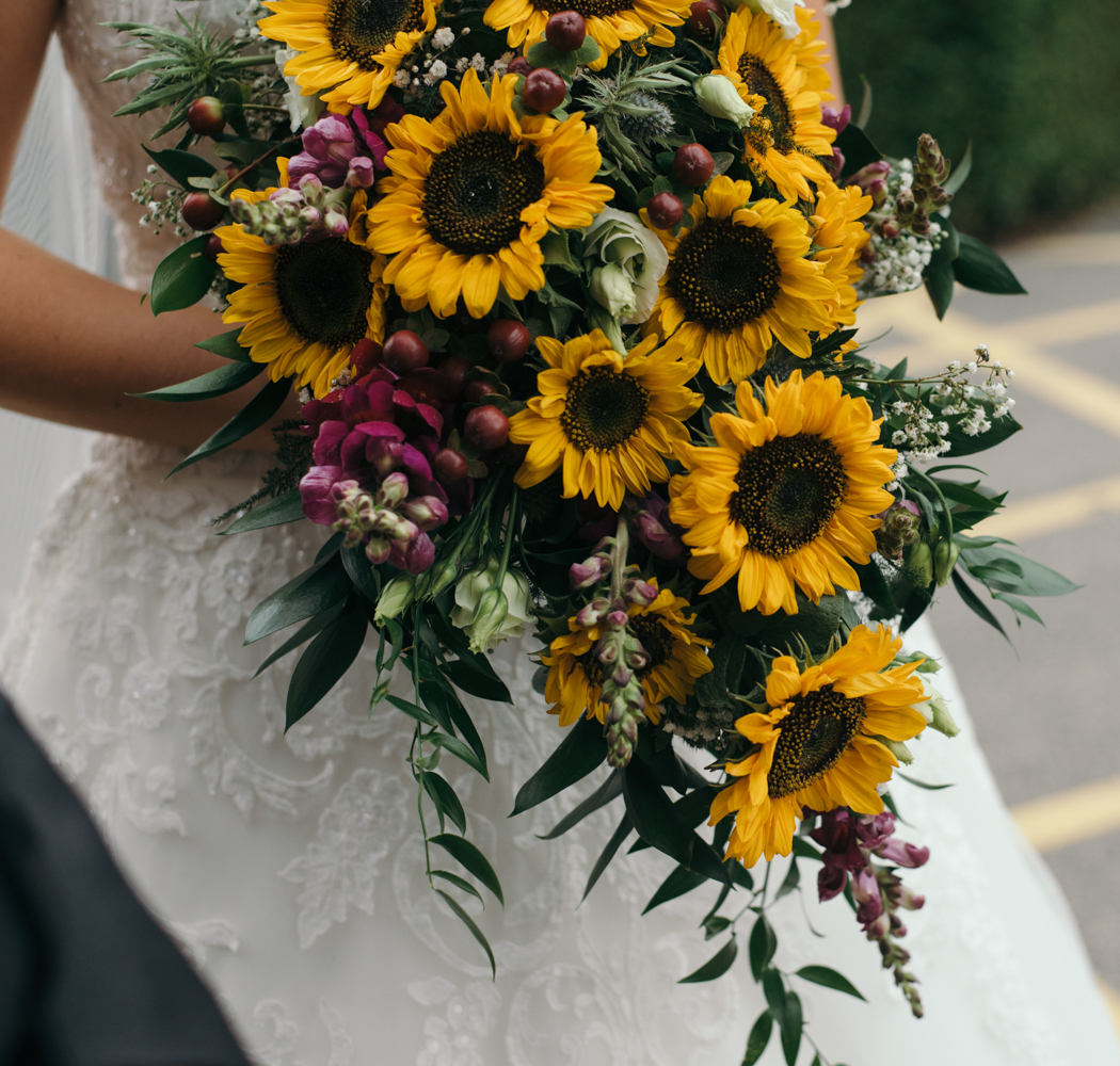 The brides fabulous sunflower bouquet