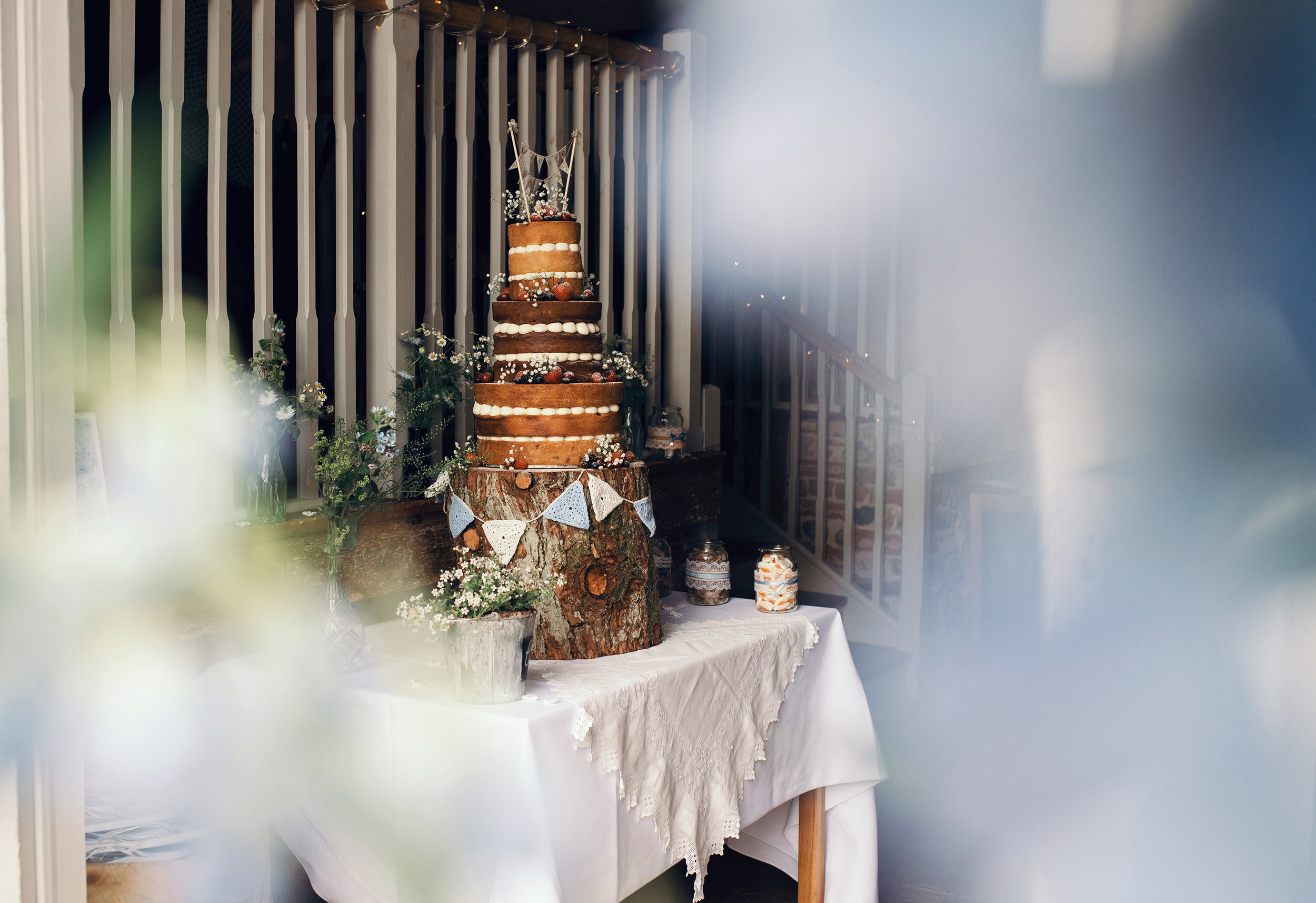 Outside looking back in to the wedding cake