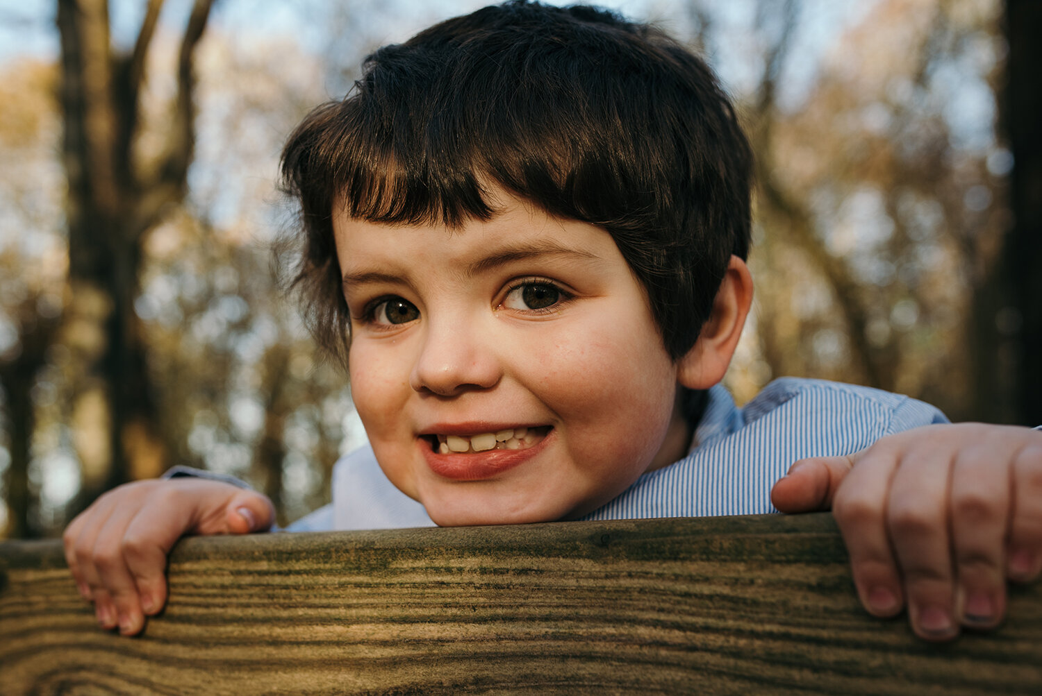 Young lad portrait by the fence