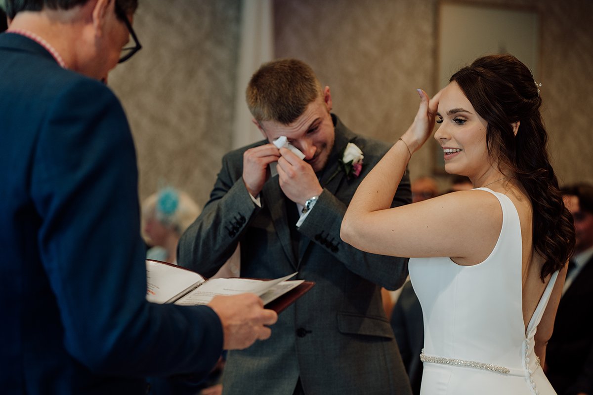 Groom gets emotional as he sees the bride for the first time