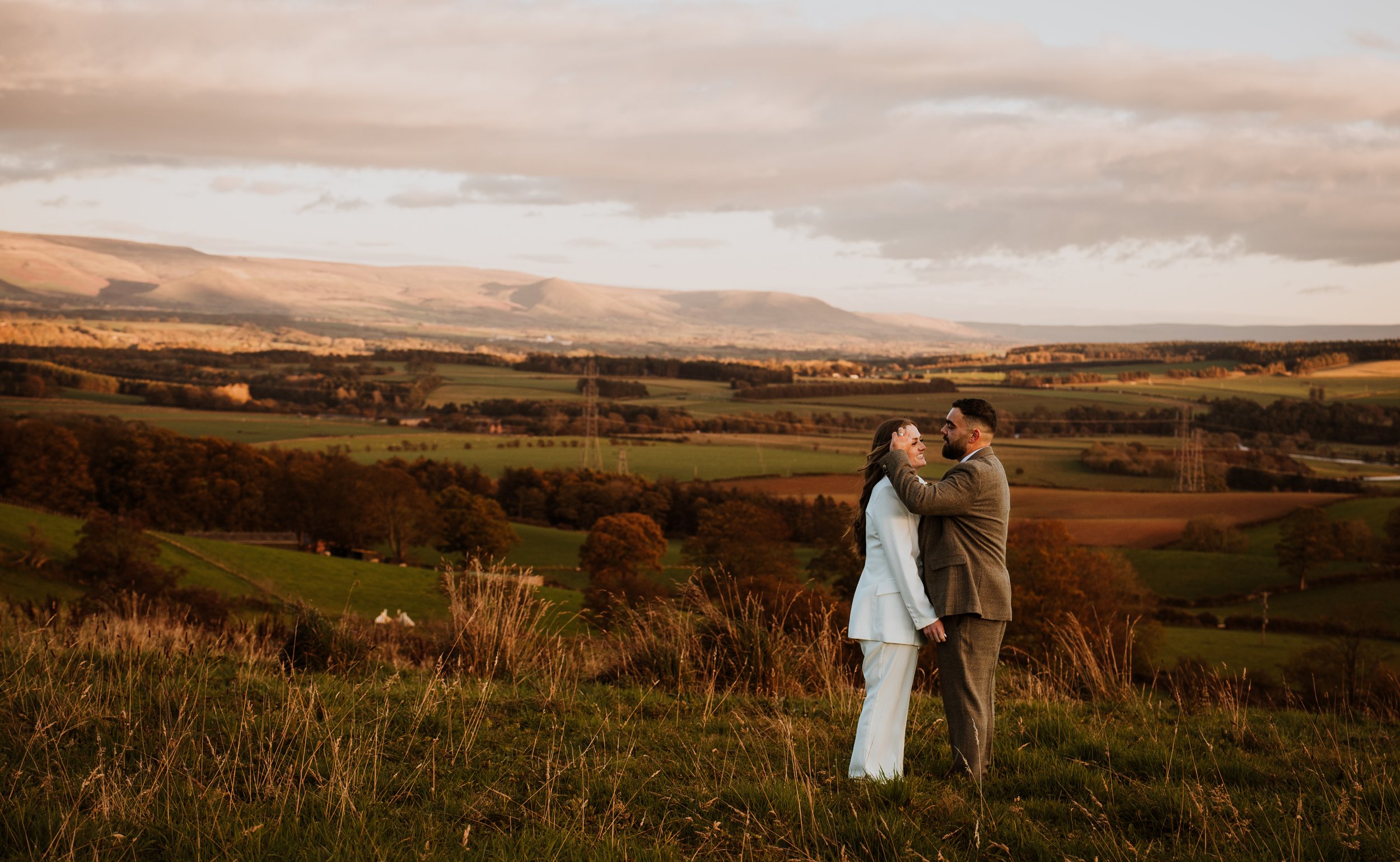 Bride and Groom with Pennine fells