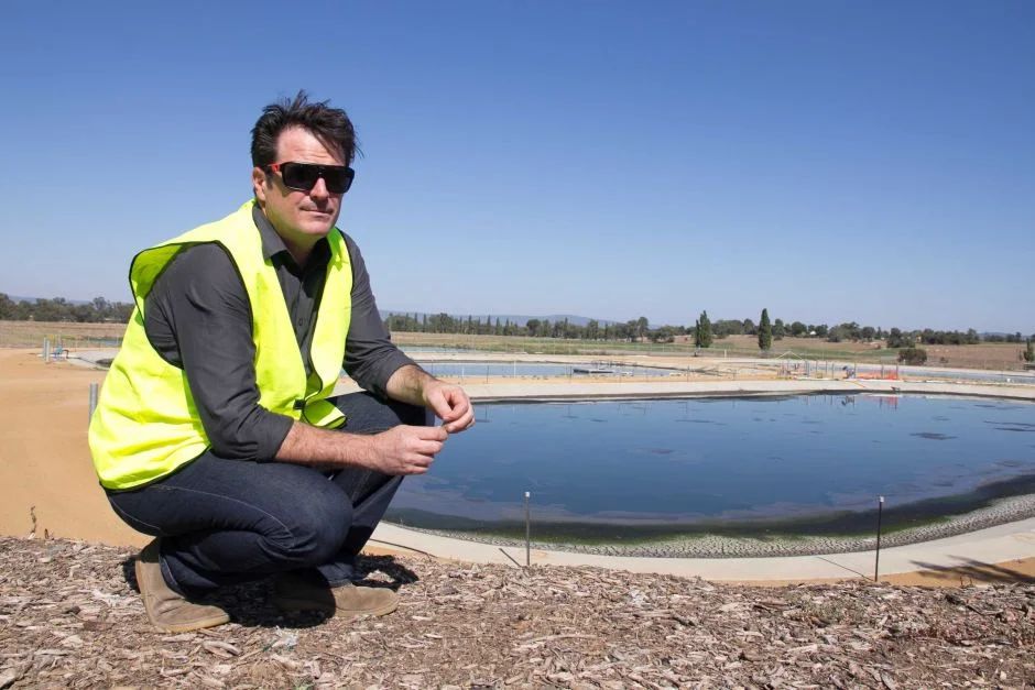  Dylan Gower at the wastewater treatment plant that is part of the planned Cowra biomass project