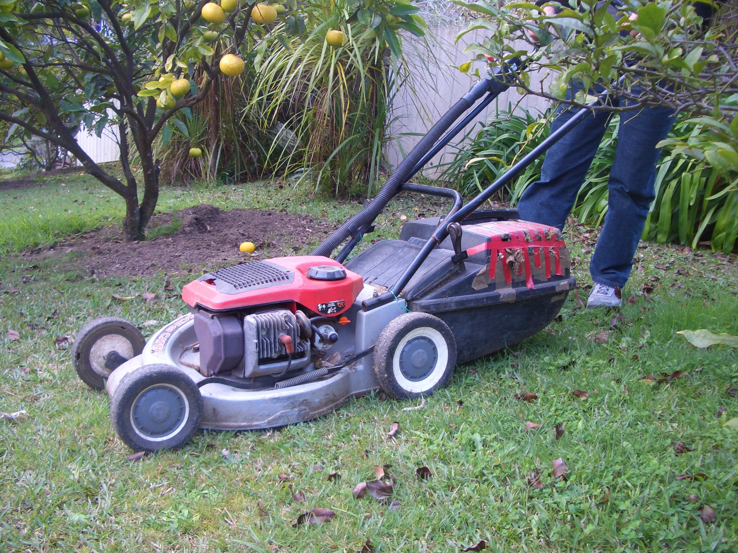 one of my favourite recordings, Dad's Vecta mower. Here it is in real life - all taped together! The 'vintage' of this lawn mower made a great sound.