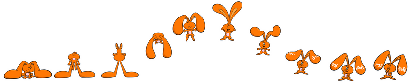 eardrop rabbit character doing a backflip