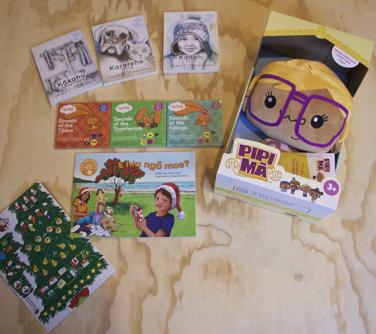 Our amazing bilingual indie pack worth over $200 with books from  Te Reo Singalong  and  Reo Pepi , a beautiful Titoki  Pipi Mā  doll, and the fantastic bilingual triple pack of Eardrops stories!