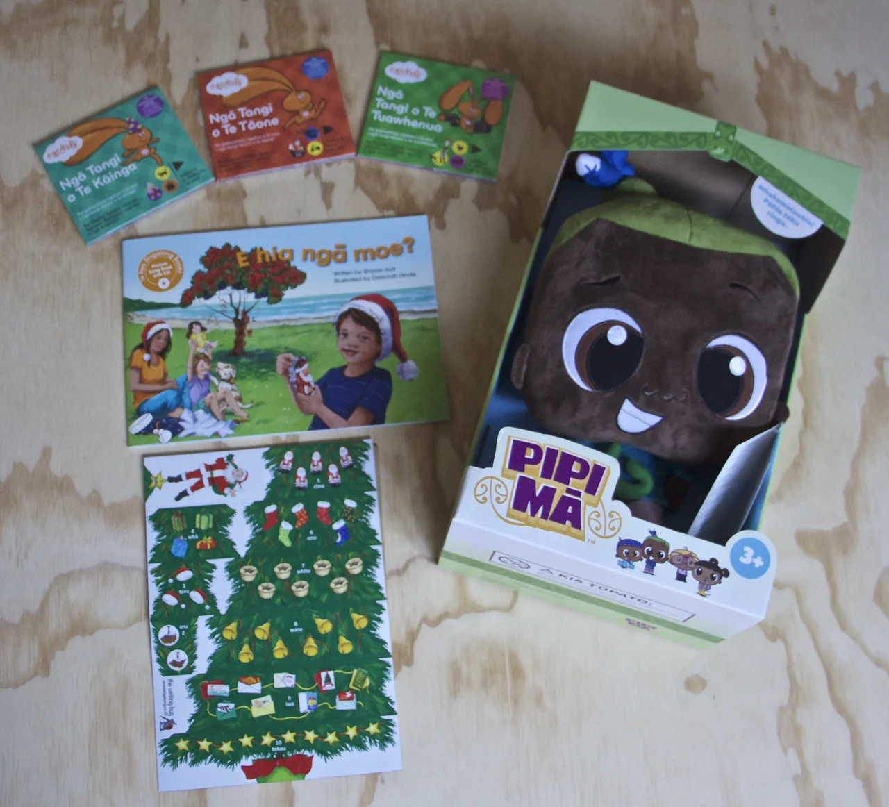 Our amazing Te Reo Māori indie pack with book, CD &amp; magnet set from  Te Reo Singalong , a beautiful Hura  Pipi Mā  doll, and the fantastic Te Reo Māori triple pack of Eardrops stories!