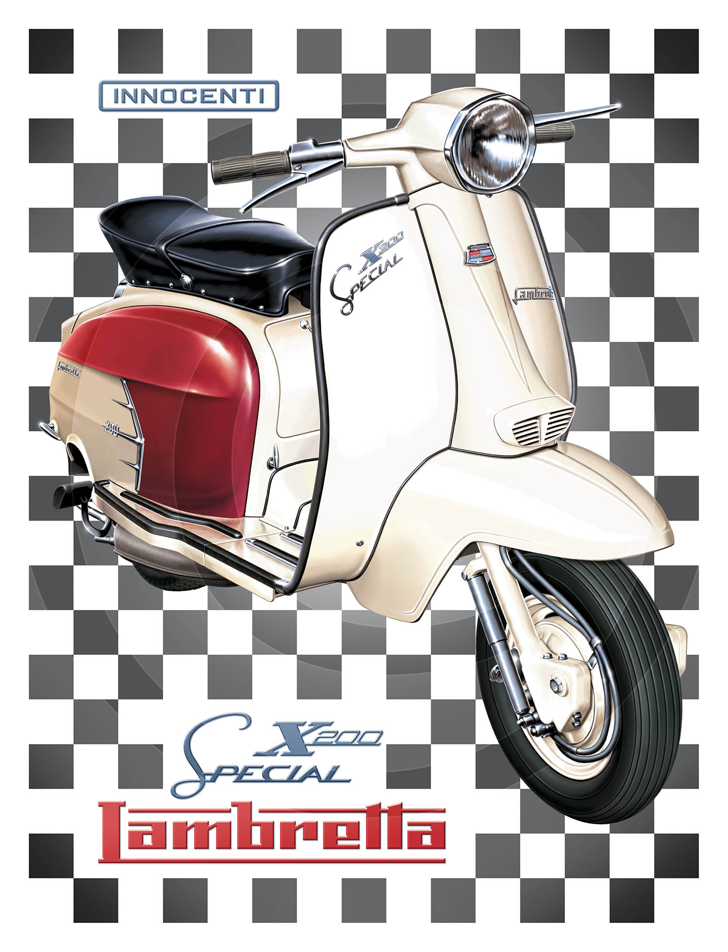 Lambretta SX200 Special: Illustration used for production on metal plaques.