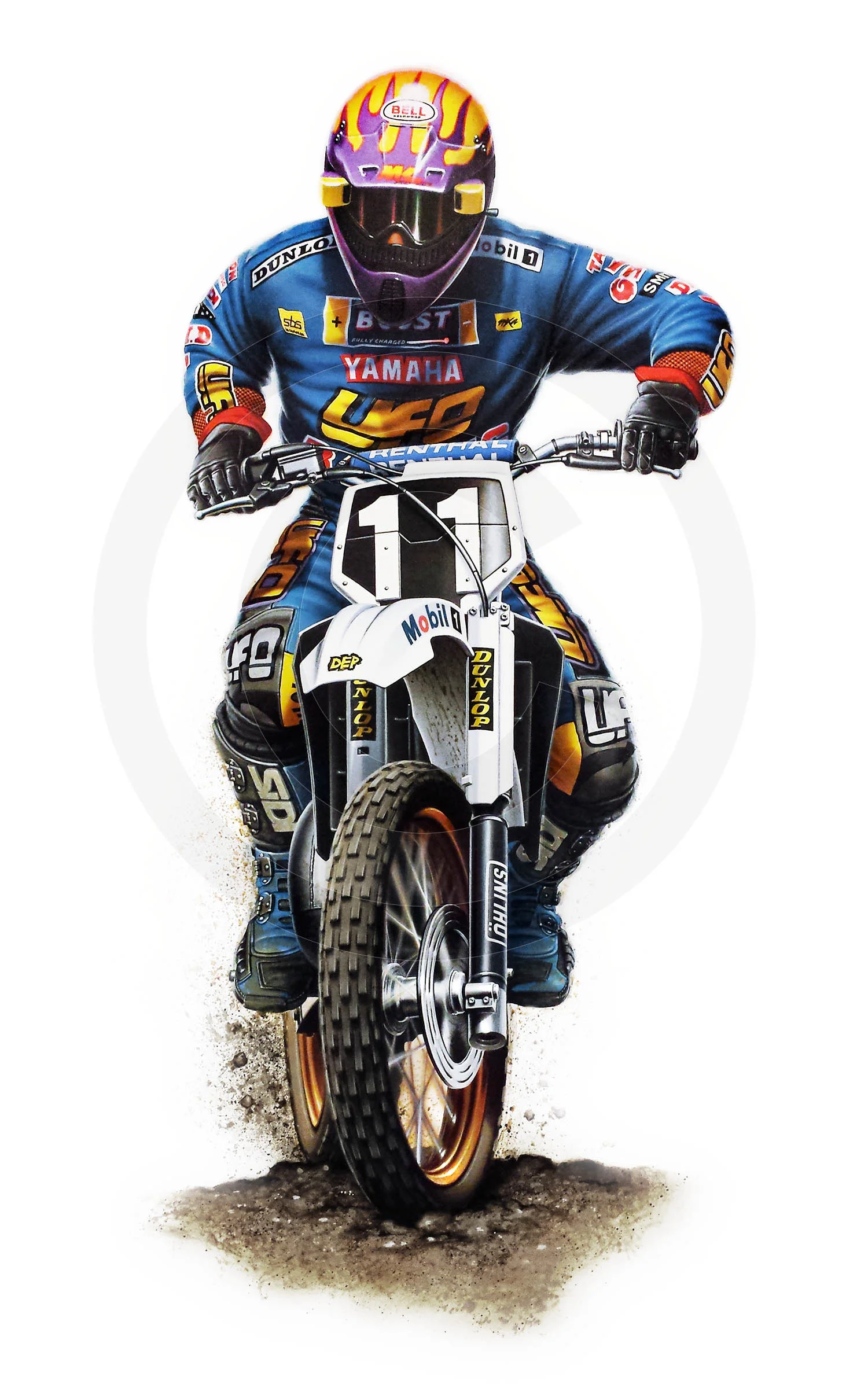 Trials bike. Children's Book illustration.