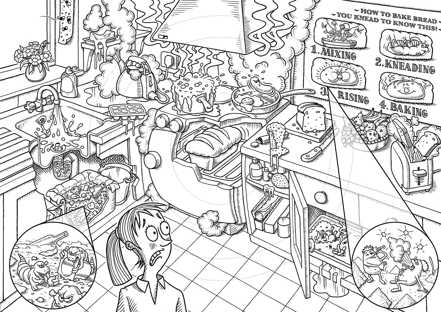 BARMY BAKING : This was a test illustration to get the style right on 'Horrible Science.'