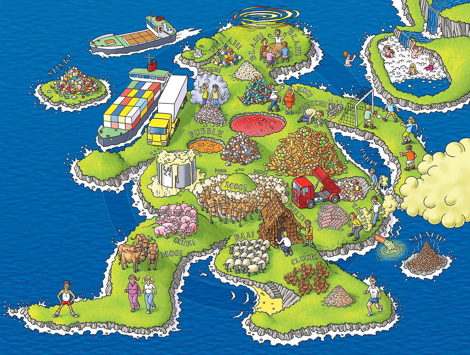 HUNGRY HUMAN BODY ISLAND : A ‘Horrible Science’ illustration