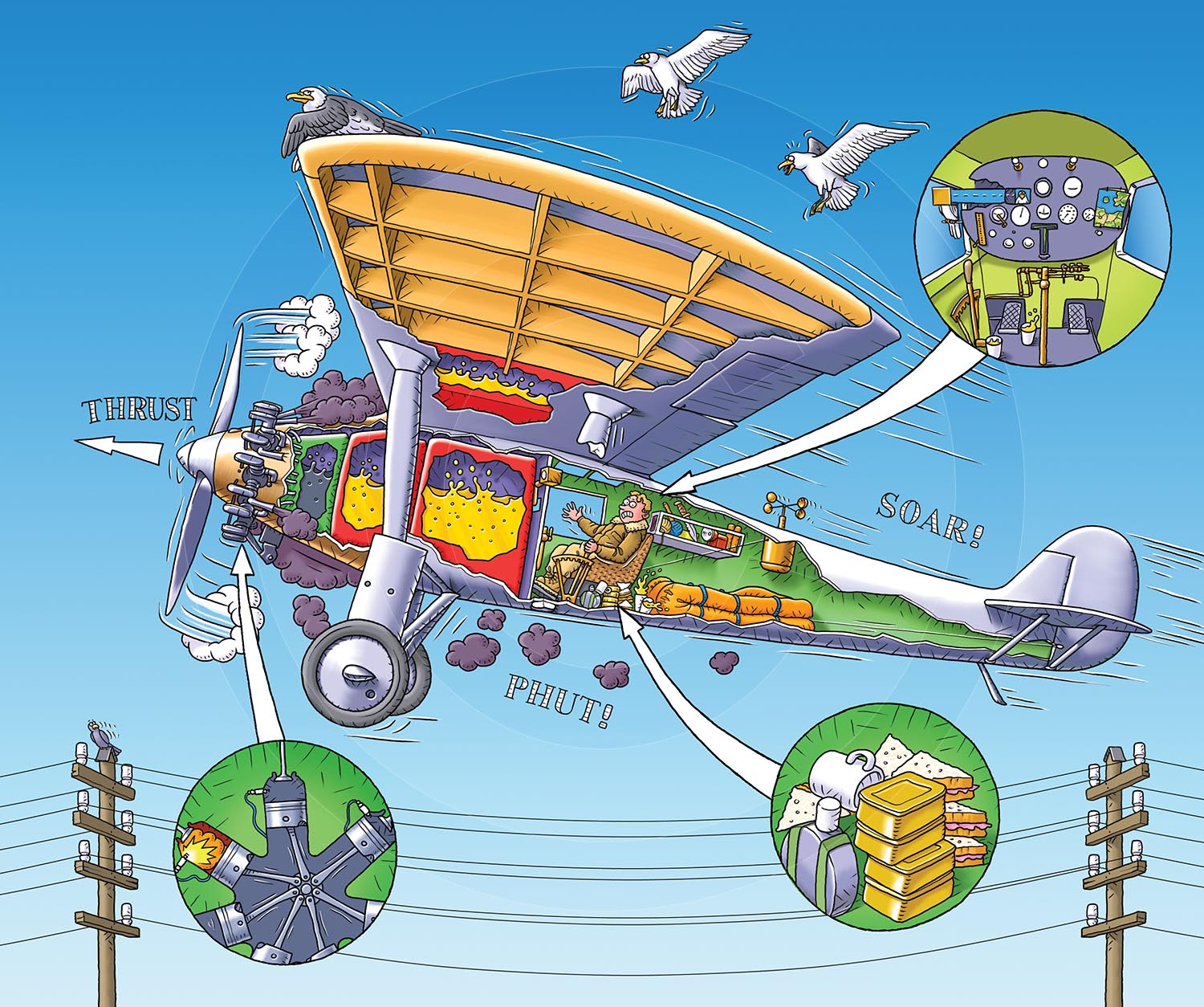 PLANE EXHAUSTING : A ‘Horrible Science’ illustration.