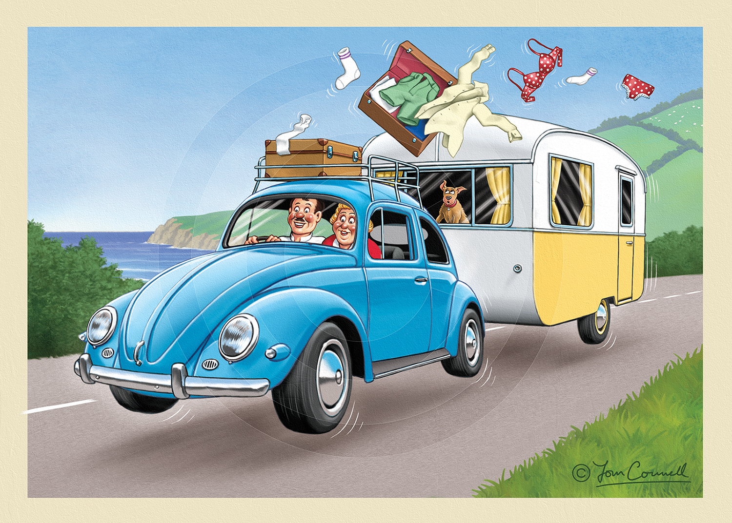 Beetle 1 - one of a series of vintage seaside postcard style illustrations I'm working on