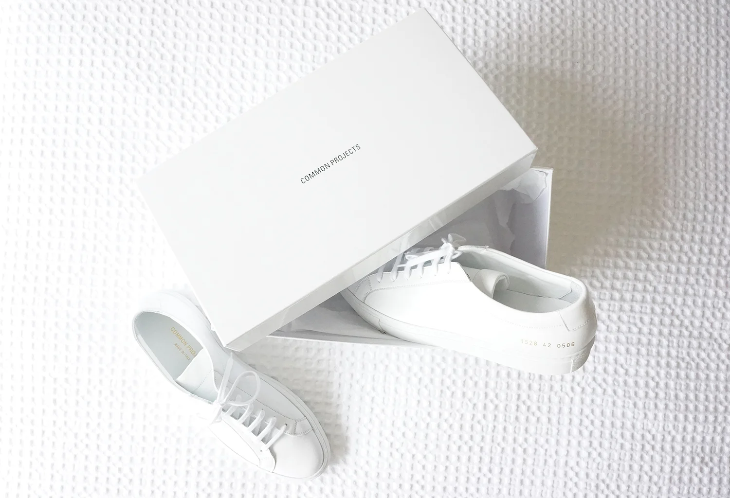 Wearing: Crisp Common Projects sneakers
