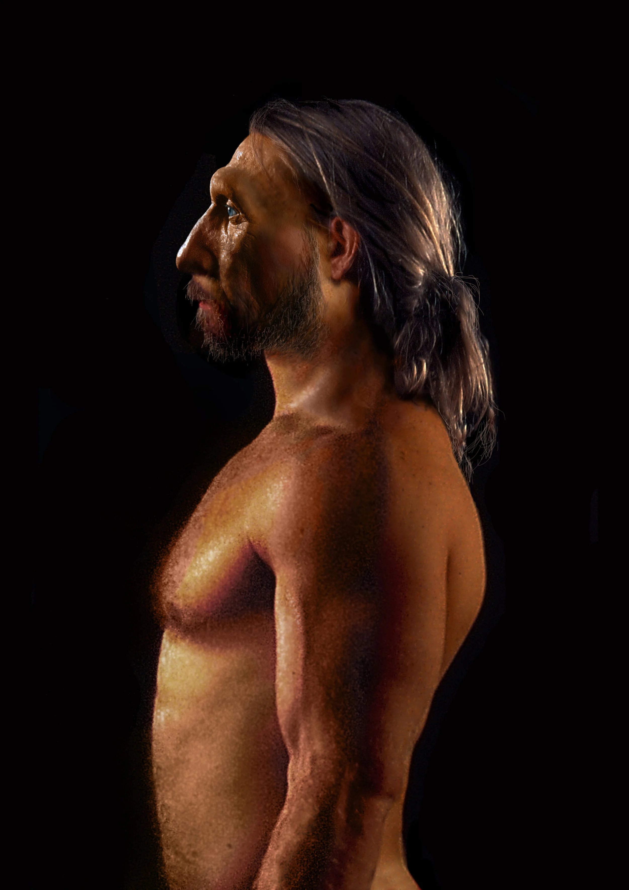 Neandertal male in profile, based on La Ferressie 1.
