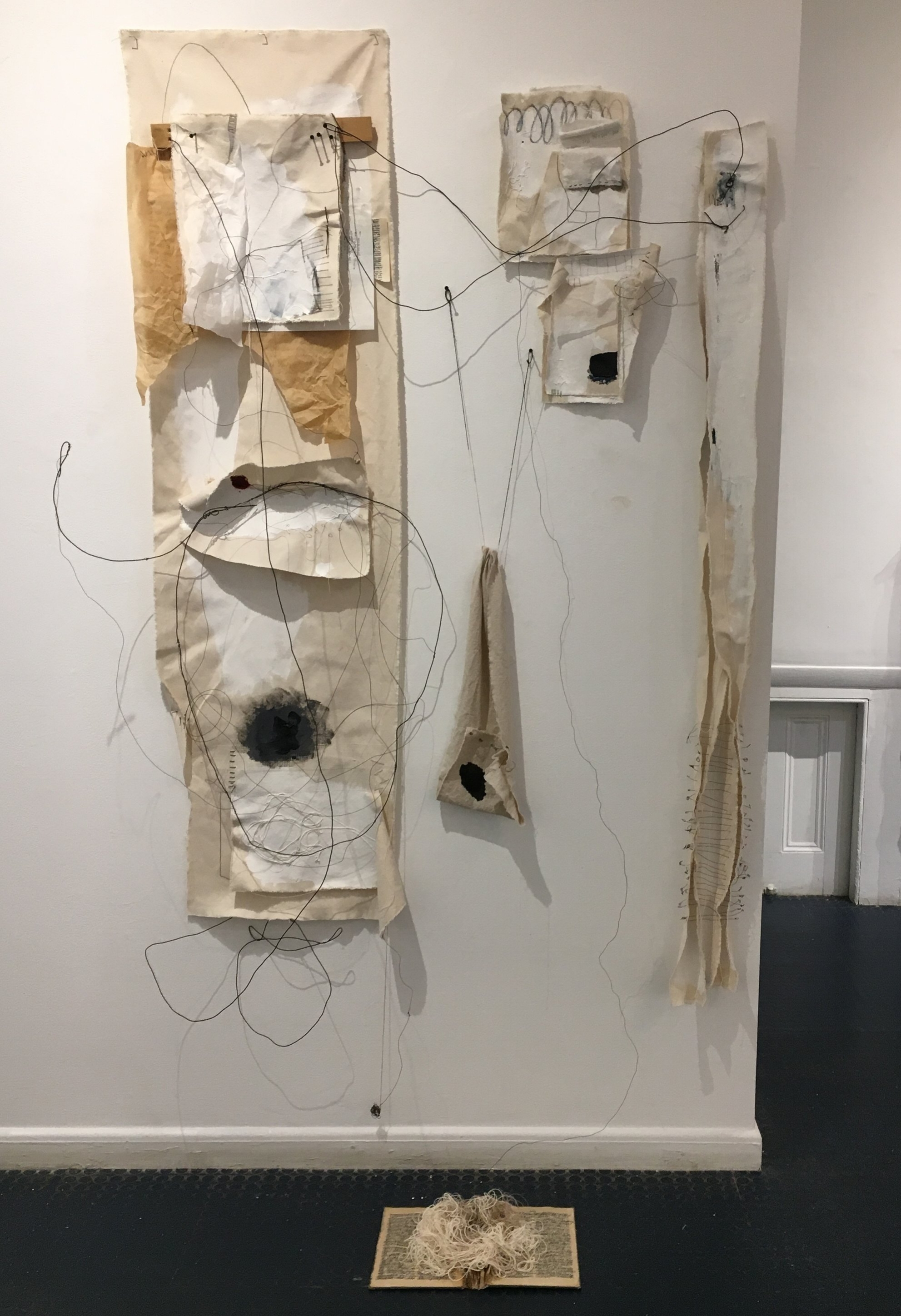 Repeated Path series. 2017. Canvas, fabric, paper, thread, wire, nails, various other media. 
