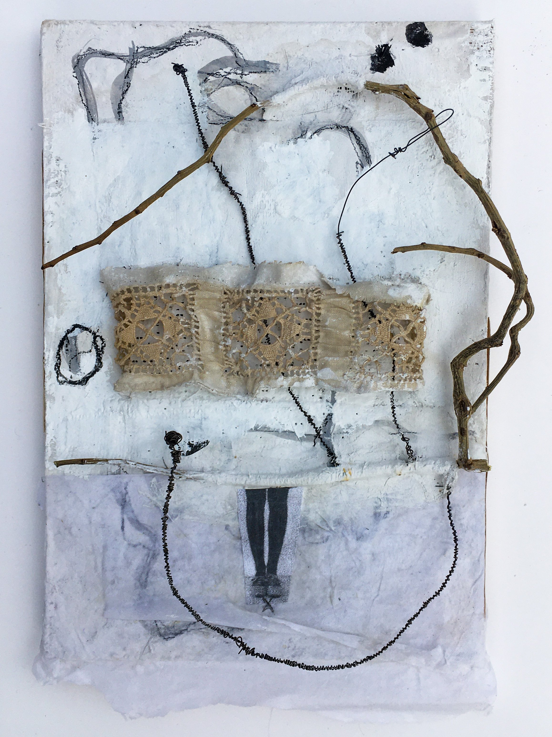   Other Sense , 2021. Plaster, roots, wire, lace cuff. 10” x 7” x 1.5”. Private collection. 