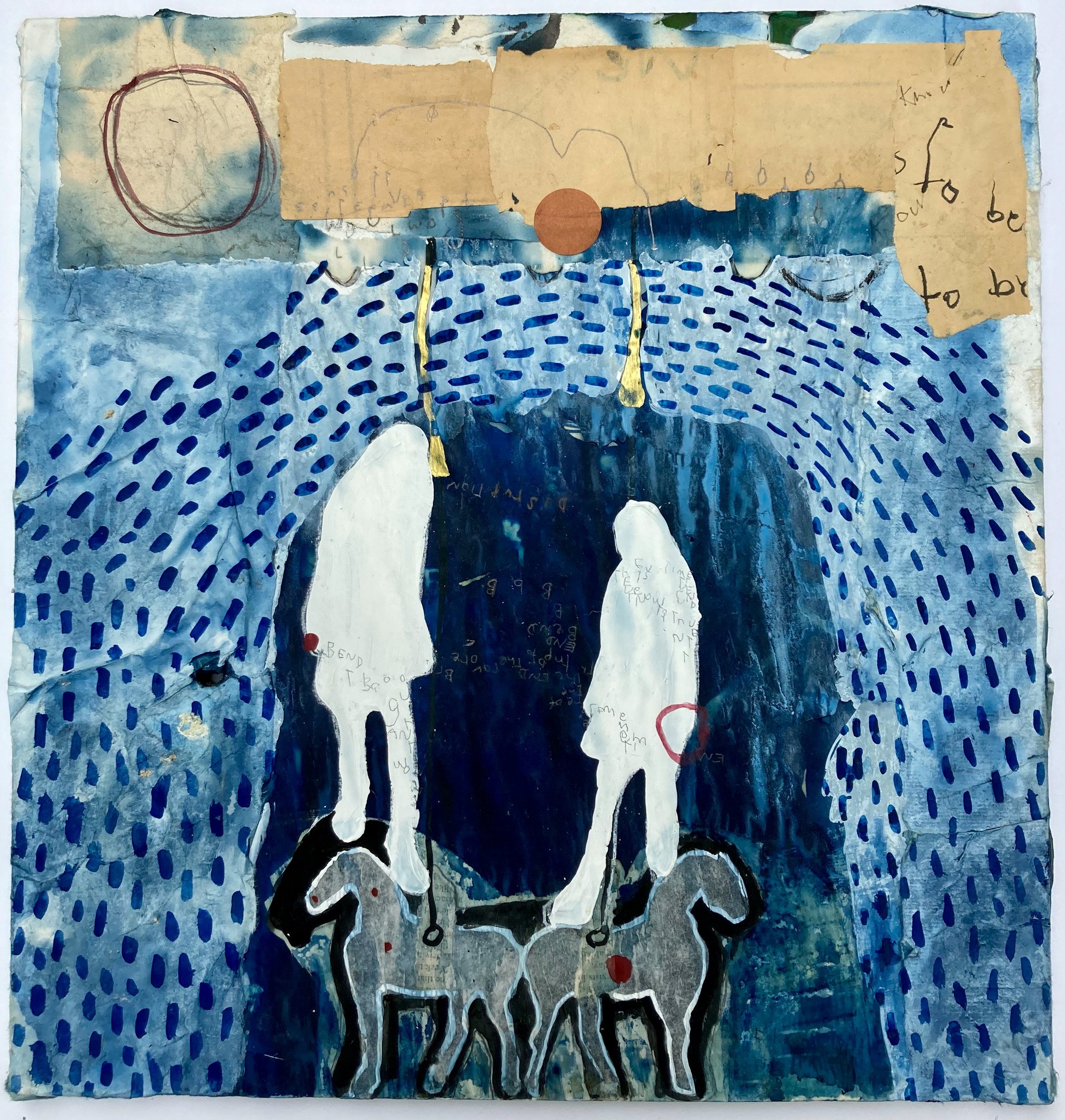 WHAT YOU ALREADY KNOW, 2021. Cyanotype, acrylic, paper, graphite, ink, collage on panel , 12 x 12”,