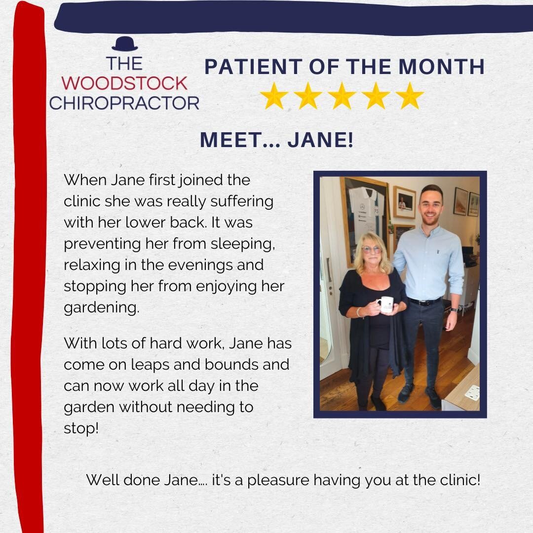 💫 Superstar alert 💫

This month's winner of Patient of the month is Jane! 🏆

Jane has worked really hard to achieve her goals and she is always a pleasure to have in the clinic.

Keep up the good work Jane 💪

#performance #thewoodstockchiro #Like