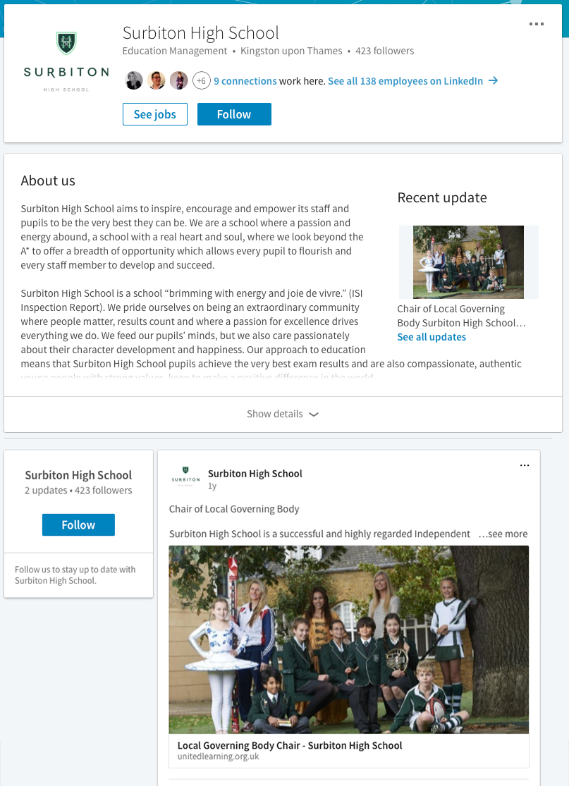 Click to enlarge - maintain alumni relations like Surbiton High School