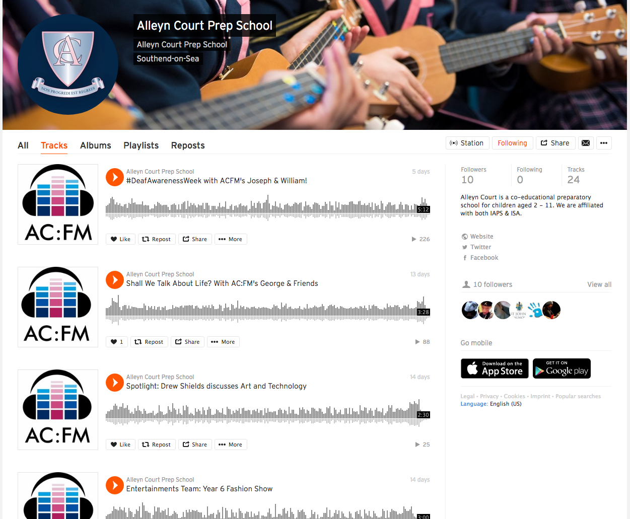 Click to enlarge - Alleyn Court Prep School use SoundCloud for performances and their pupil-run radio 👍