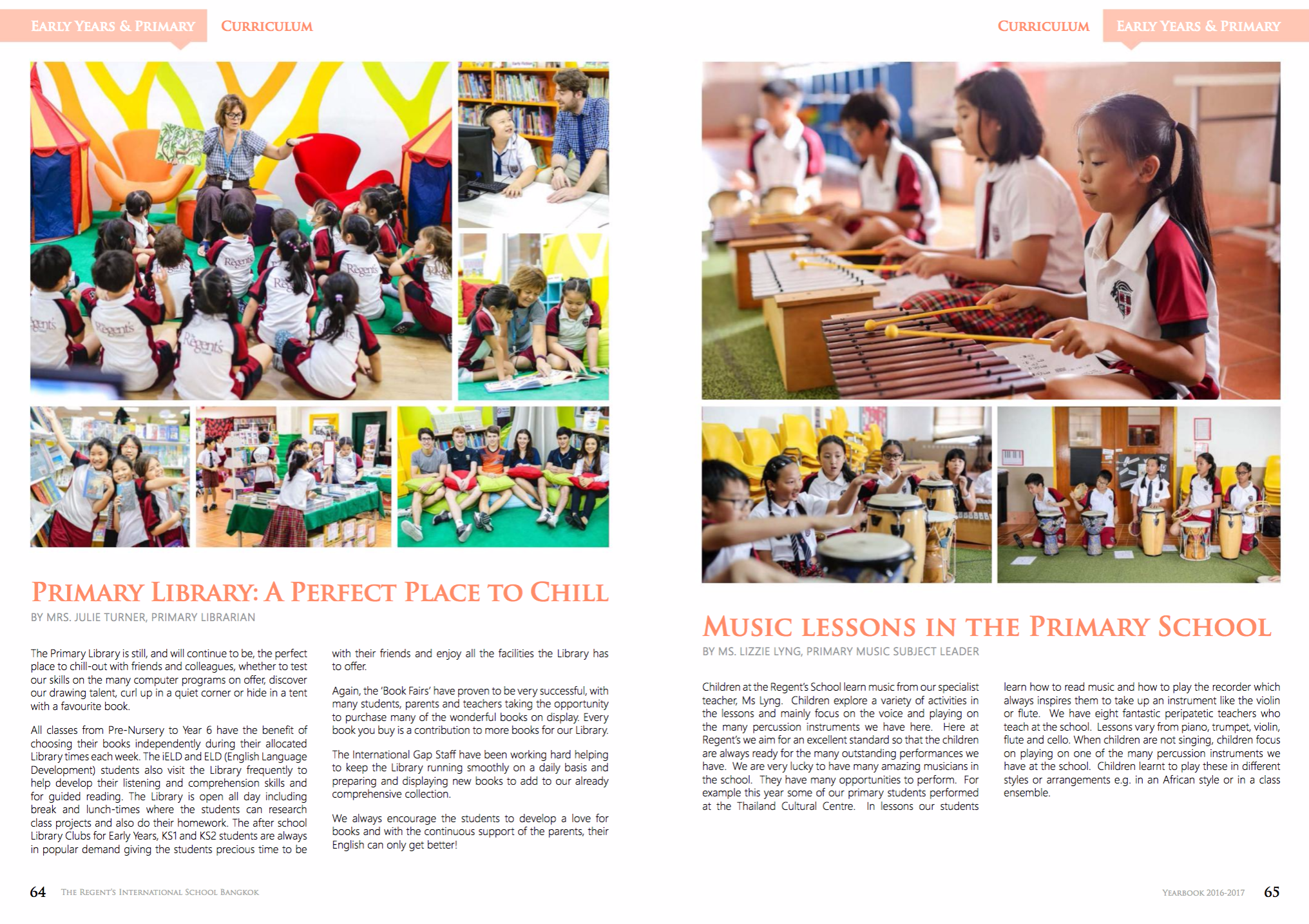 Example page from The Regent's International School, Bangkok's yearbook. Imagine each picture having an interactive element, linking to a webpage or video 👍