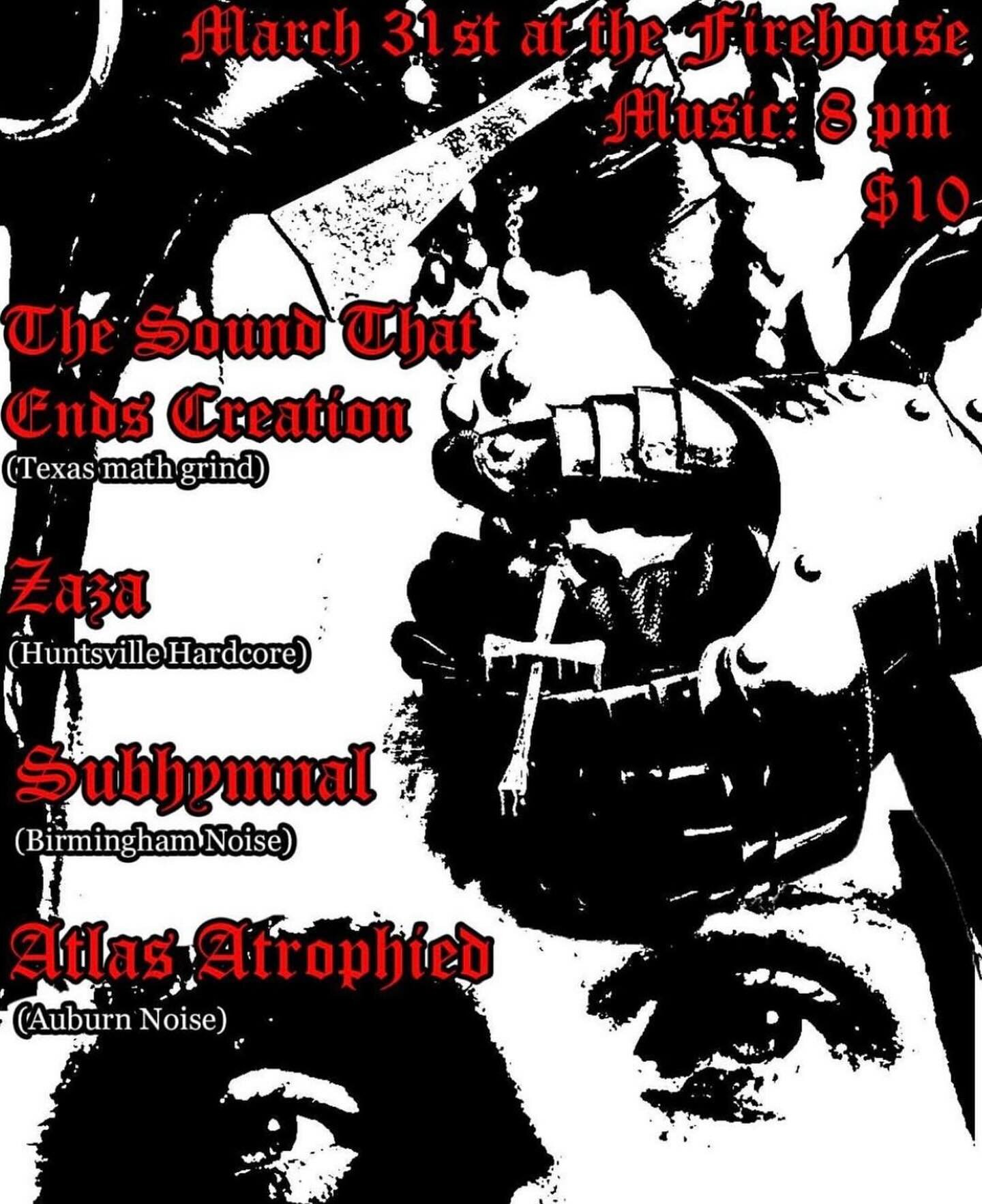 Coming up at the end of March! @headbangerdiaries_ presents:
@thesoundthatendscreation with @zaza.hxc @subhymnal and @atlasatrophied . Be there!