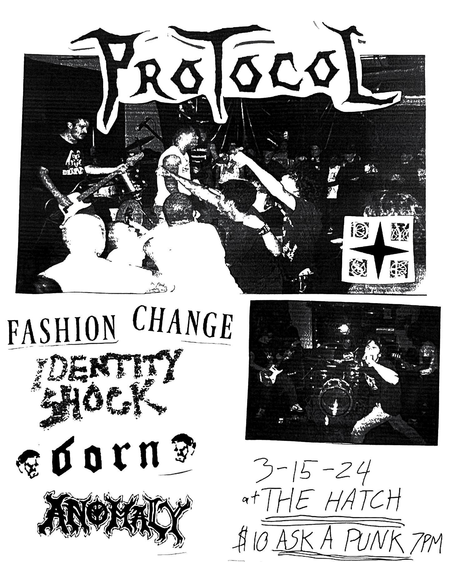 2 WEEKS OUT: HARDCORE IS BACK AT THE HATCH. Two of the most ferocious acts in the nation take over 1515 Hatch in a violent display: Florida&rsquo;s PROTOCOL making their long awaited Birmingham return, with PNW&rsquo;s most abrasive offering FASION C