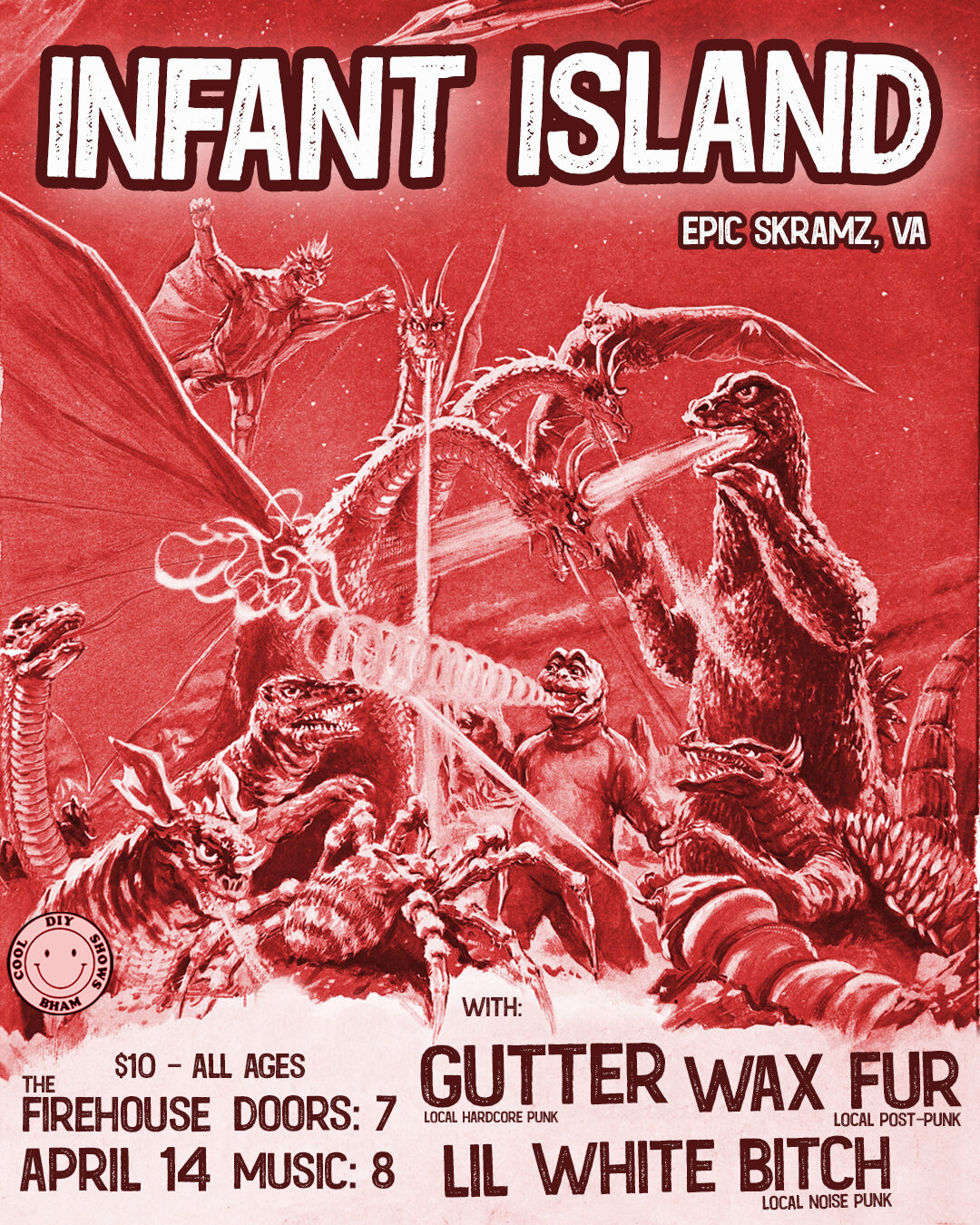 On tour from Virginia, @infantisland's music is cathartic, with low-creeping cinematic passages, balanced by chaotic wailing blasts. 🌋 April 14 they'll be performing at The Firehouse w/ @gutter.hc, @lxlwhxtebxtch, and @waxfur.