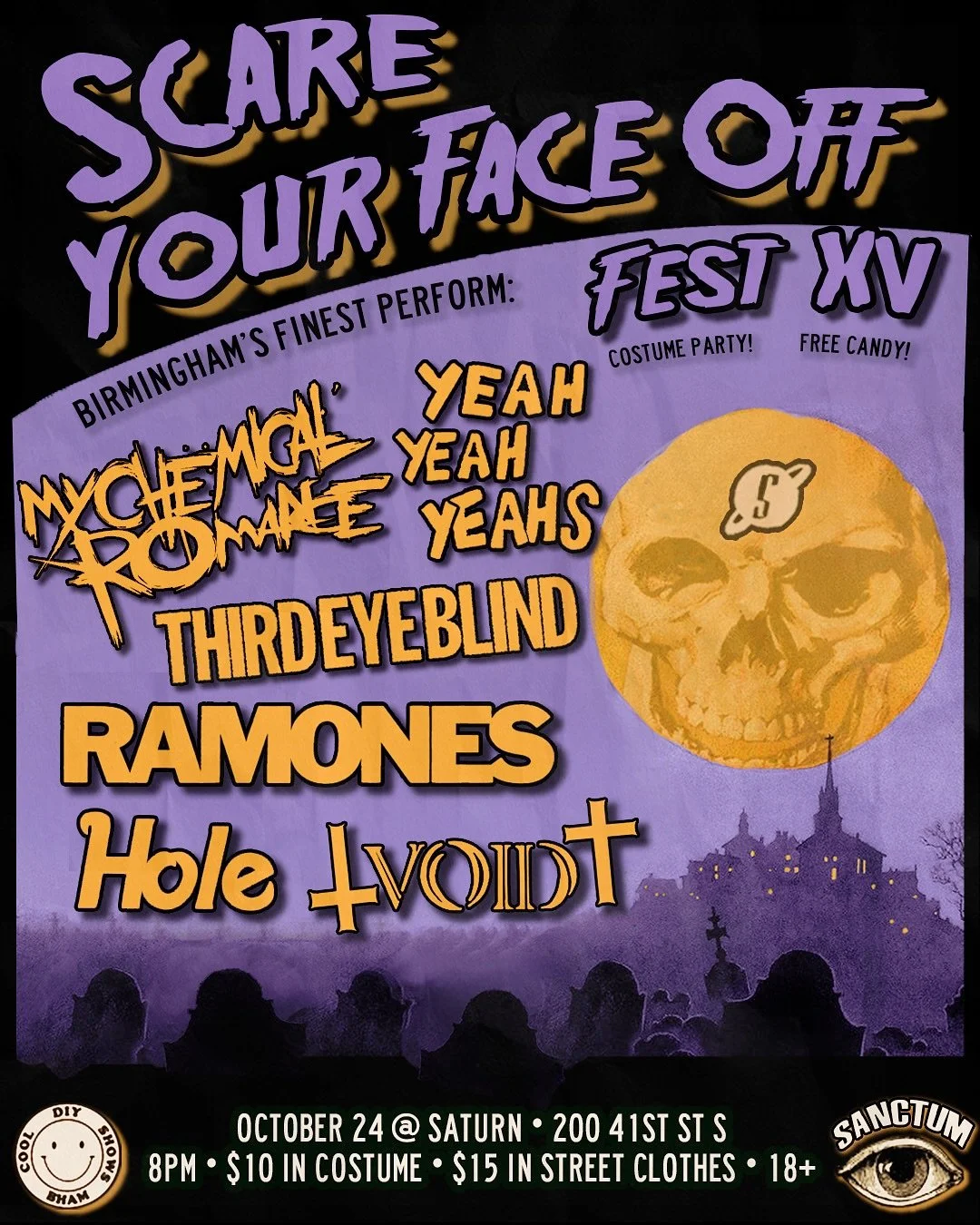 DIY Birmingham is providing Halloween festivities with classic cover sets by Birmingham&rsquo;s finest musicians. It&rsquo;s a costume party! Dress up and get a discount at the door. Ghouls with the creepiest costumes get prizes provided by @sanctum_
