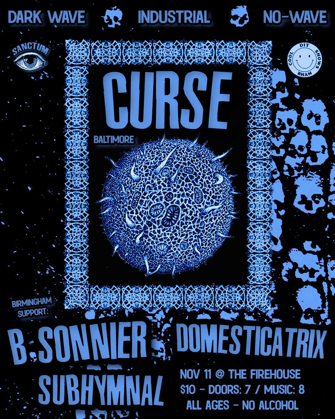 Baltimore&rsquo;s Curse returns to Birmingham for the first time since 2019. 🌑 Their music is at once enchanting and demanding; a cerebral fusion of darkwave, industrial, and doom, woven together with thoughtful melodies and thundering rhythms. 🌑 O