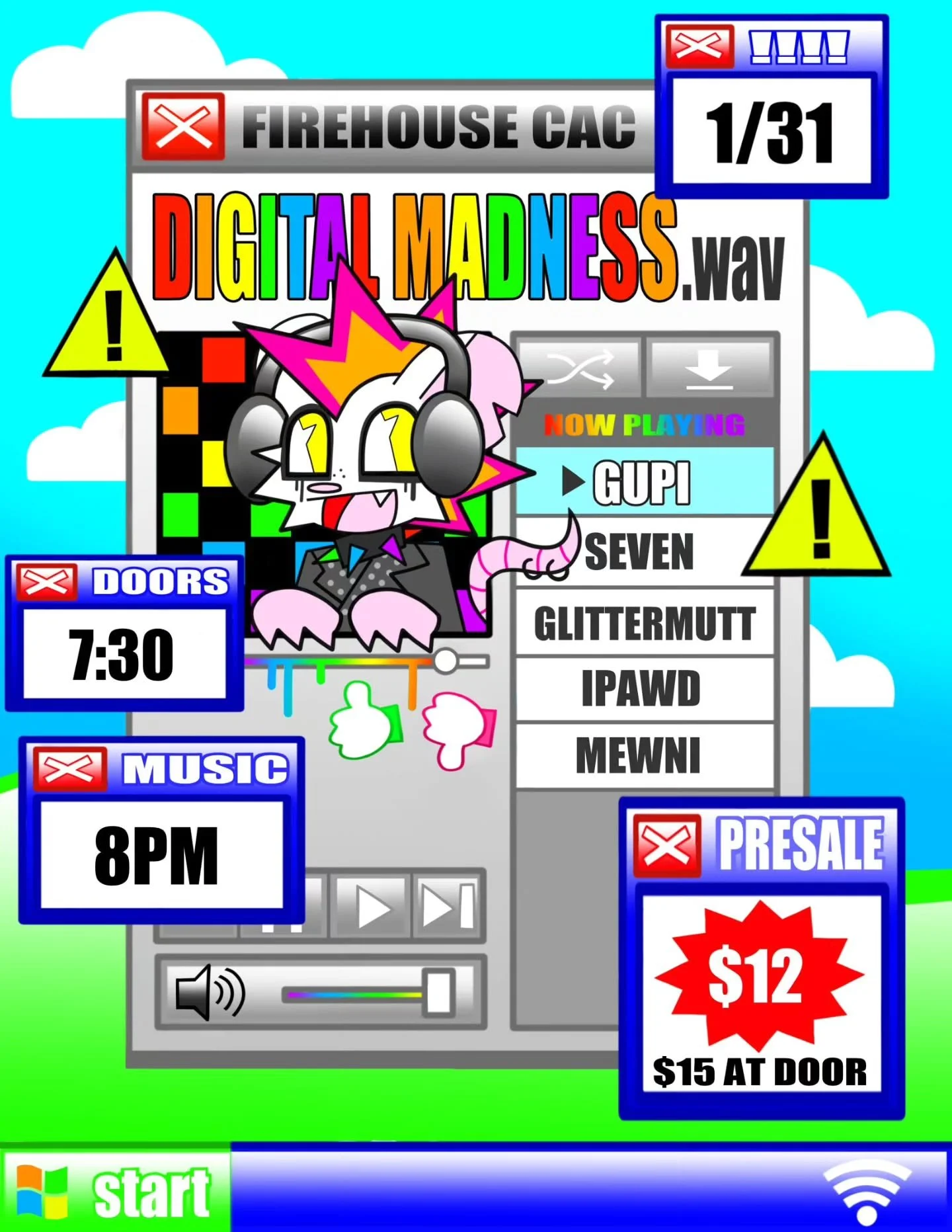 Old-school internet rave 👾DIGITAL MADNESS.WAV👾 coming up on 1/31 🌐 @gupimusic headlining their return to Birmingham after a sold-out show with Food House last year, plus some of the best breakcore &amp; hardcore DJs in the south kicking things off