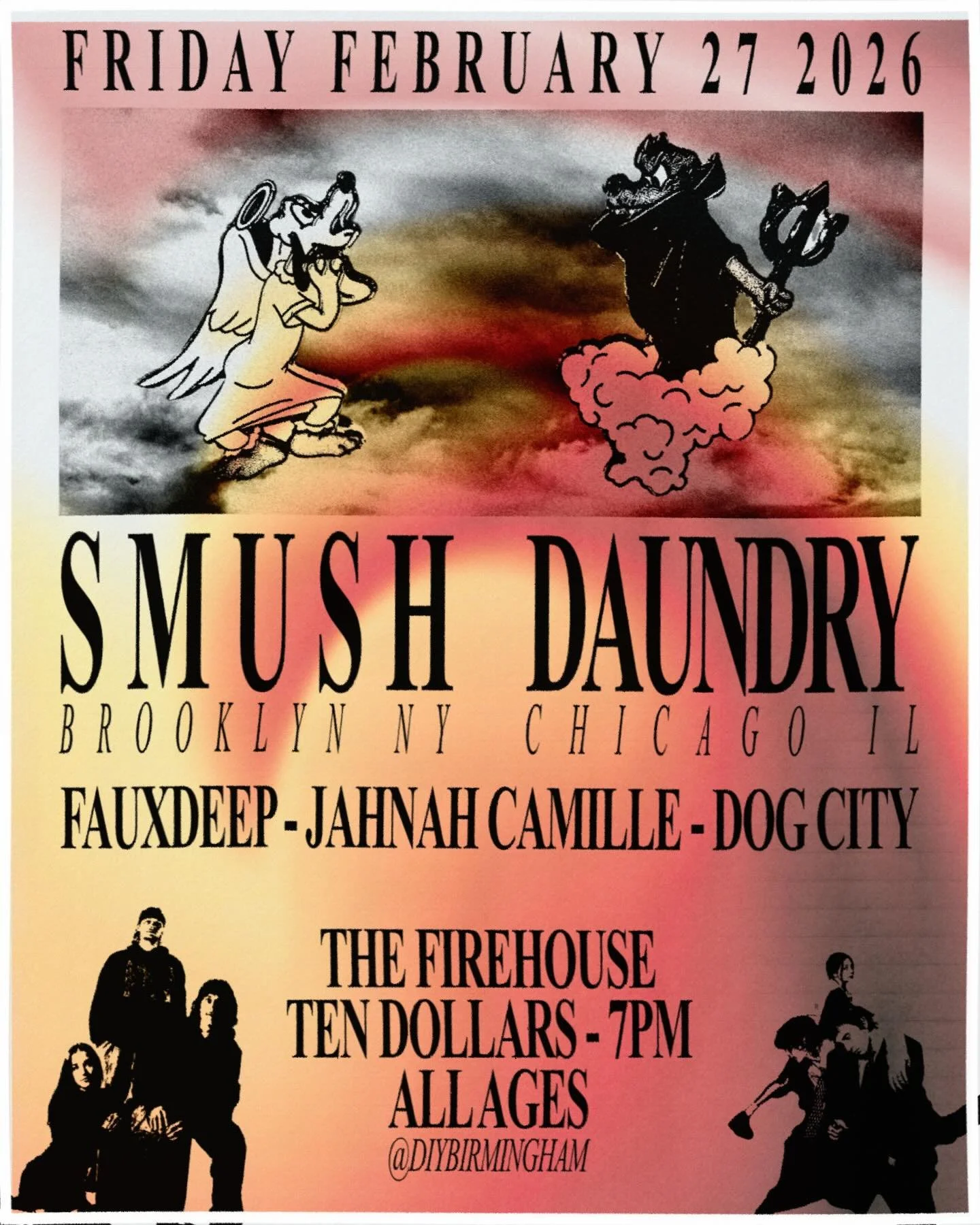 🔊🔊MASSIVE GIG INCOMING🔊🔊
NYC&rsquo;s SMUSH and Chicago&rsquo;s DAUNDRY hit Birmingham this Feb, with a stacked bill of Birmingham&rsquo;s best&hellip; first FAUXDEEP gig of the year (a Birmingham classic&hellip;),, next level rocker JAHNAH CAMILL