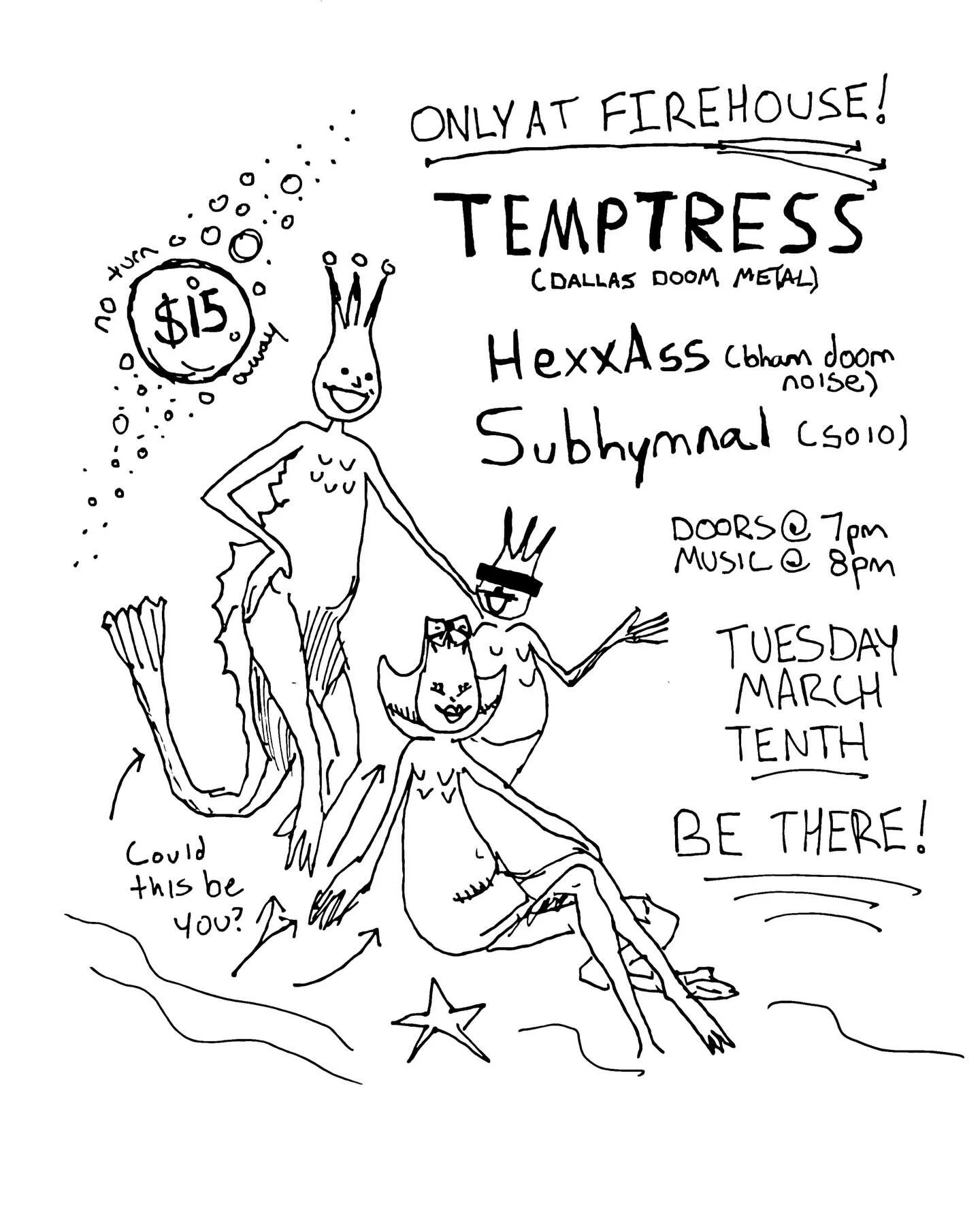 Doom giants @temptressofficial are coming through this week! With local support from @hexxusband and @subhymnal (solo), this won&rsquo;t be a show to miss! Be there, this Tuesday!