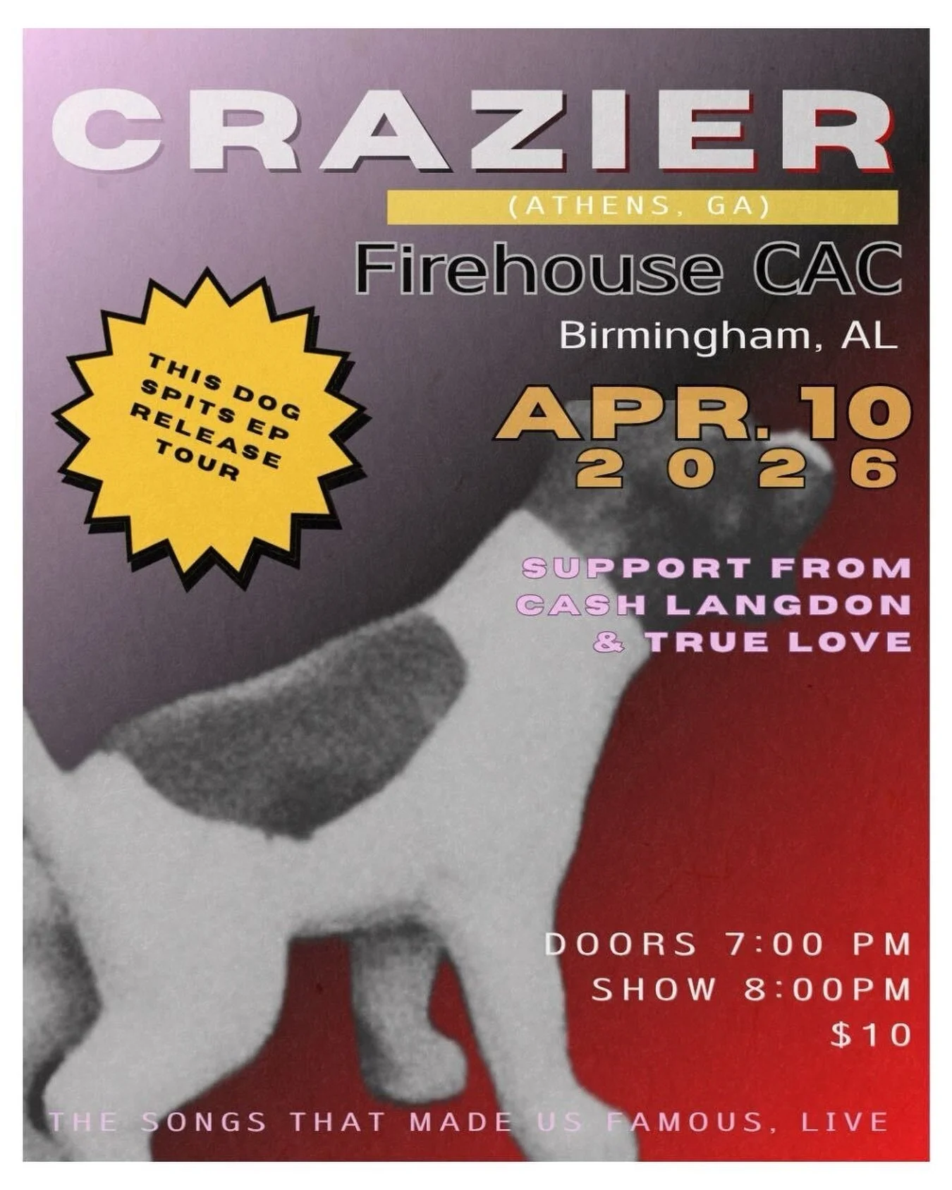 The rock doesn&rsquo;t stop&hellip;Crazier from Athens comes thru 4/10 with Cash Langdon &amp; the Truest of Love 

$10 for the whole show&hellip;. Come through!