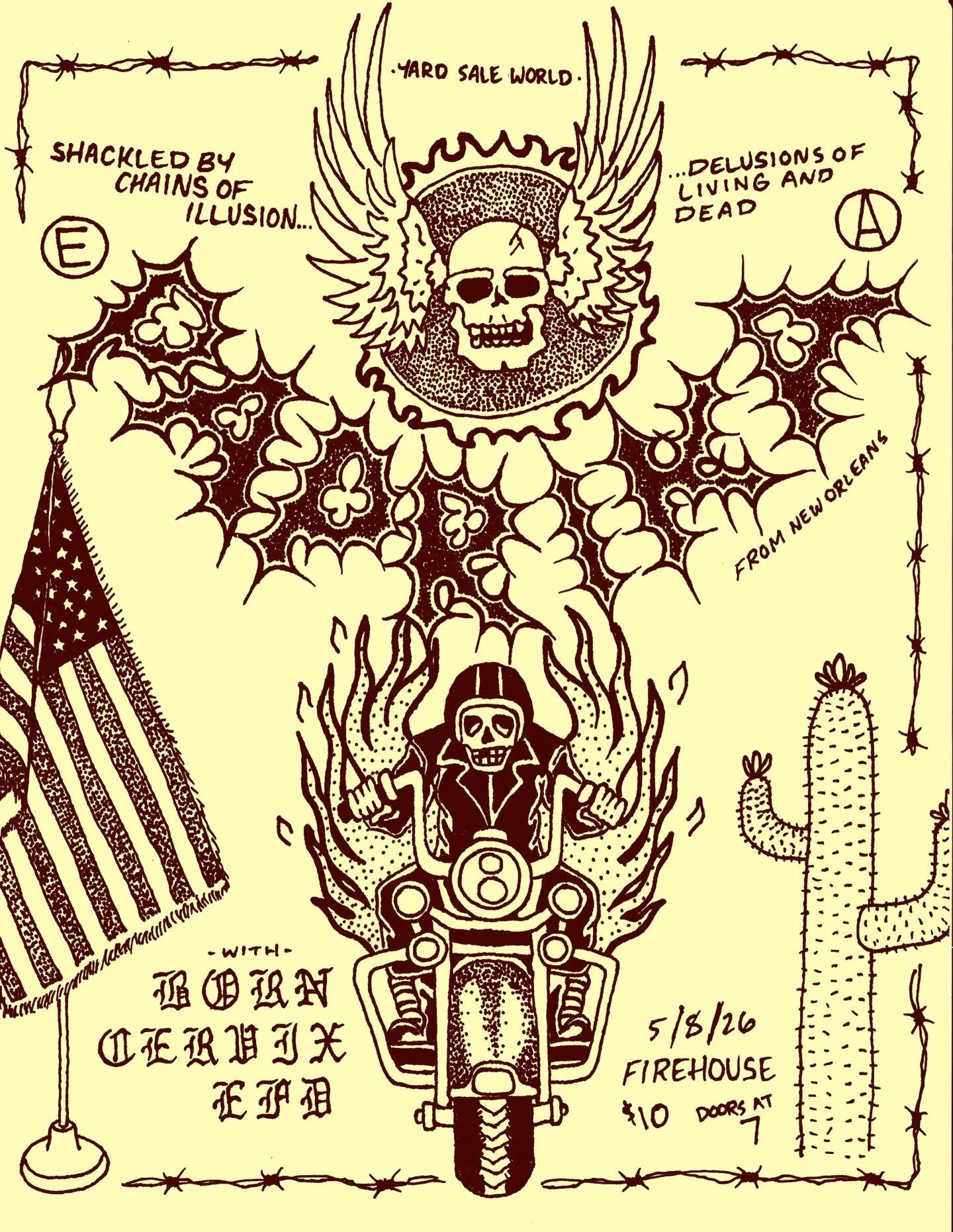 PAPRIKA (Iron Lung records) is stopping thru bham on 5/8 with BORN, CERVIX and EFD! 🌵💀☀️

Flyer by @alf.ramone