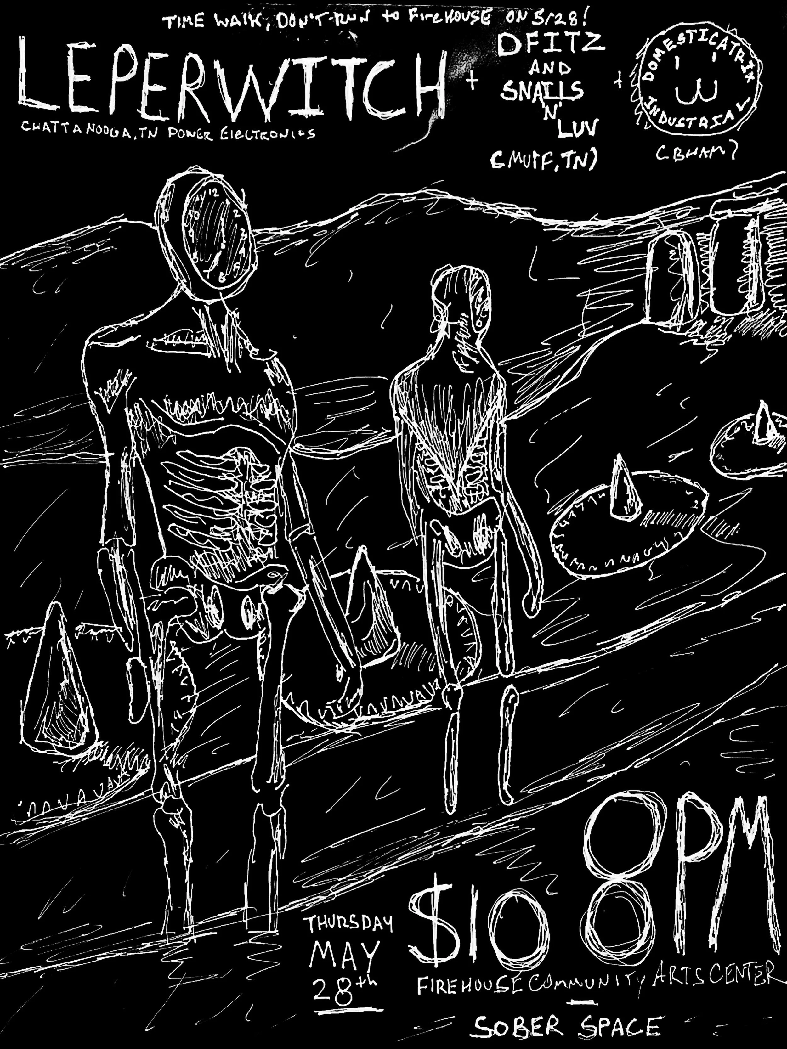 We&rsquo;ve got a special treat for you! @leperwitch (Chattanooga, TN) is coming through, along with @dfitztrashvvitch and @snailsnluv . @domesticatrix_industrial_noise will be representing the iron city in this meeting of industrial, power electroni