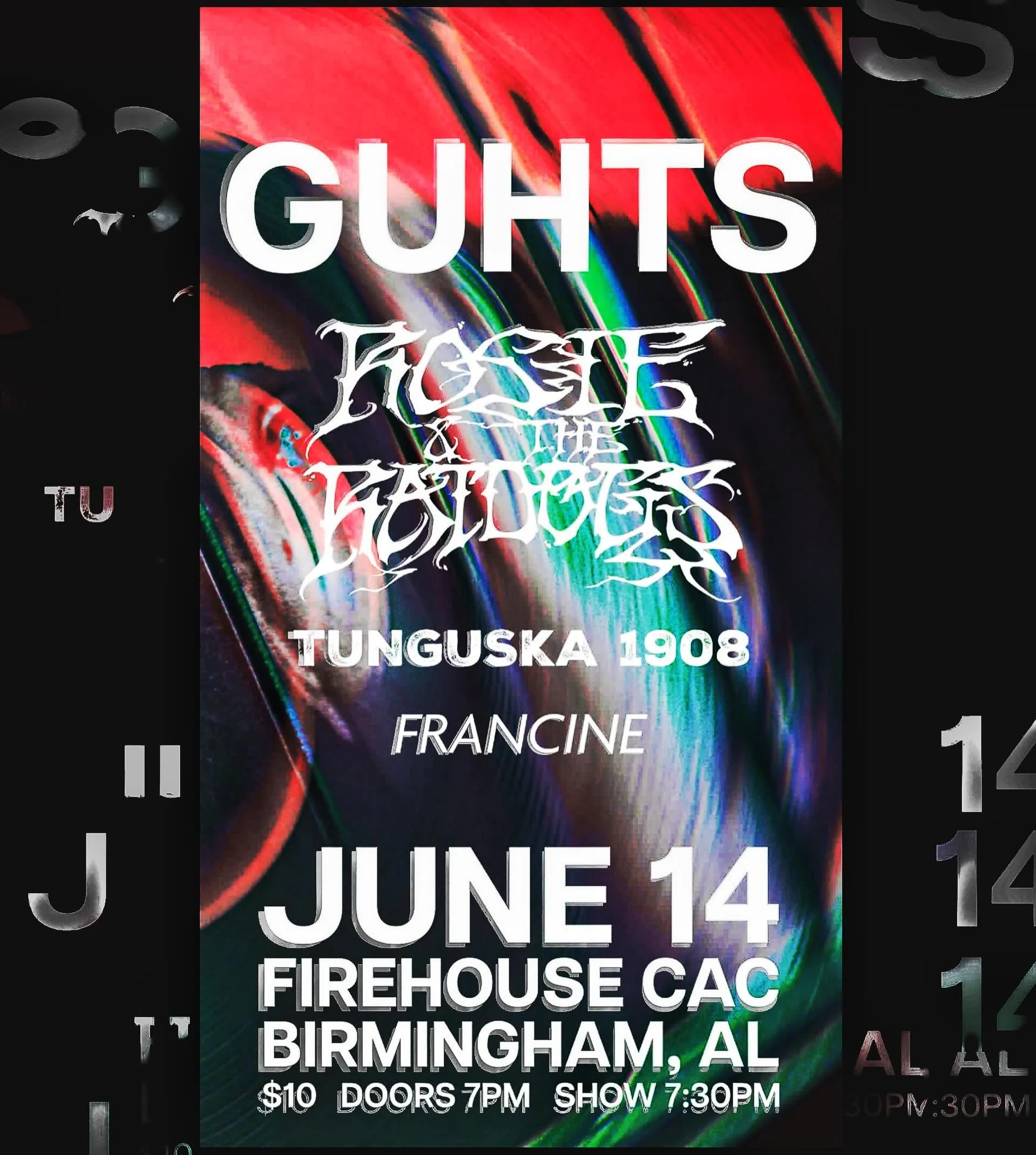 Sunday Sunday Sunday! We&rsquo;ve got @guhtsband and @rosieandtheratdogs_ coming through with local support from TUNGUSKA 1908 (@hexxusband side project) and @autogynoid SOLO (not @domesticatrix_industrial_noise , don&rsquo;t get it twisted!!!) 

Be 