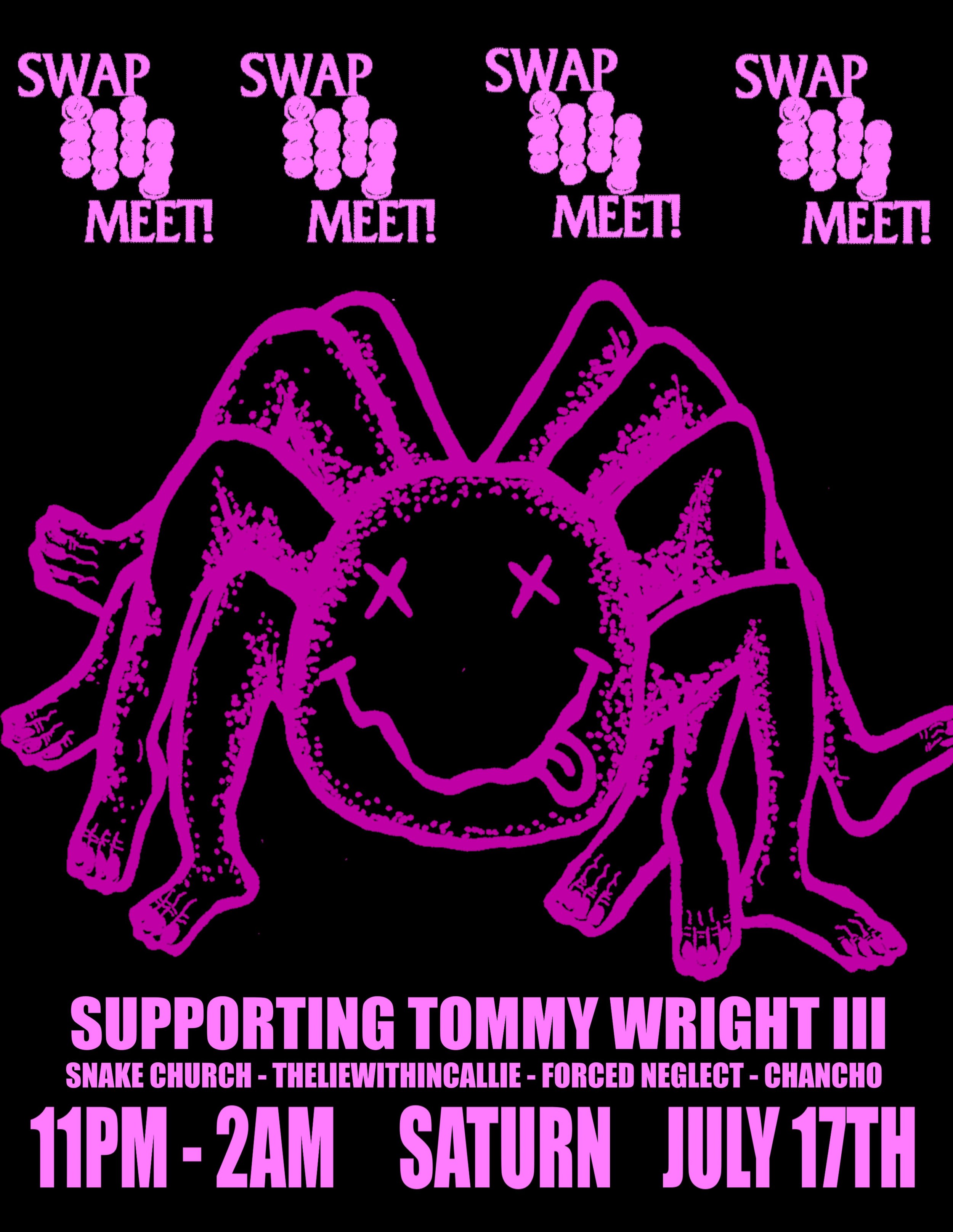 🔊 TONIGHT IS THE NIGHT 🔊

Immediately following Memphis legend TOMMY WRIGHT III, bham to ATL jungle/techno/hardcore legend SWAP MEET takes us late into the night&hellip;. This is FREE so if you can&rsquo;t make the TWIII show roll out anyway! Birmi