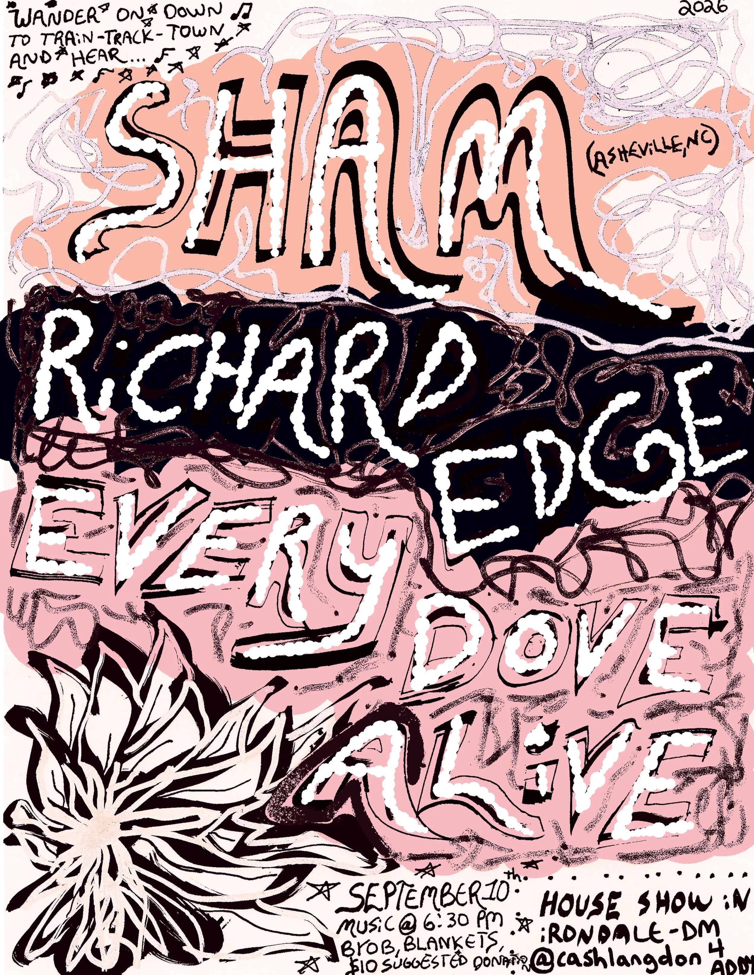 @shamtunes from north carolina are coming thru town sep 10 playing their blend of eclectic folk and found sound. they&rsquo;ll be joined by locals @richard__edge and @everydovealive for a night of music magic. backyard house show in irondale, byob, b