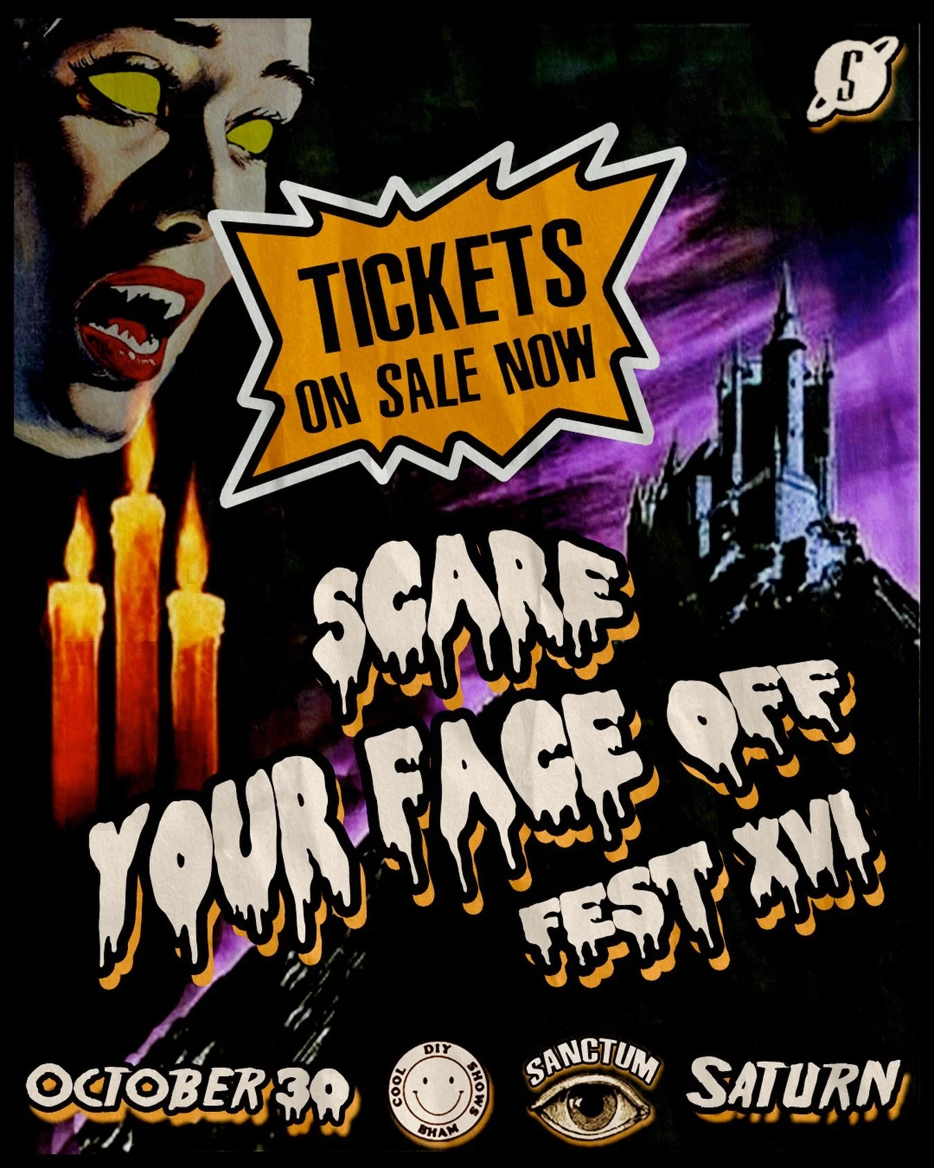 Scare Your Face Off Fest XVI tickets are on sale now. Don&rsquo;t get caught outside hoping for a spot to get in.

Keep your eyes peeled for a line-up announcement coming soon!

DIY Birmingham is providing Halloween festivities with cover sets of you