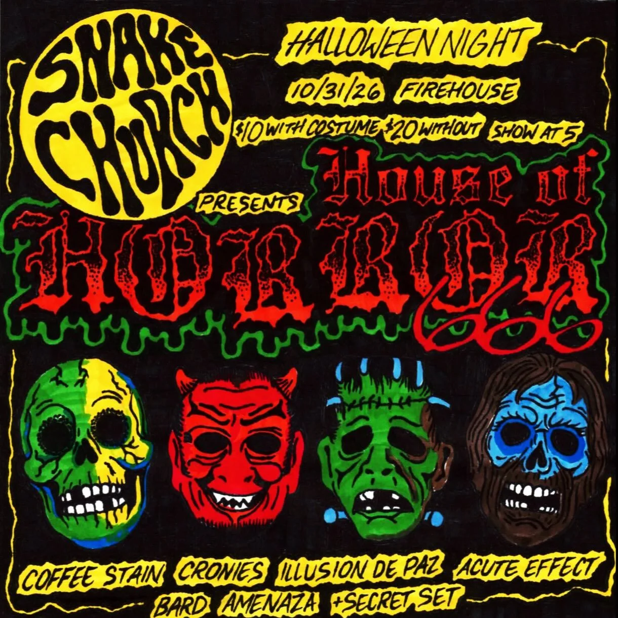 Back from the dead&hellip;. SNAKE CHURCH HOUSE OF HORROR VOLUME 666. Birmingham&rsquo;s insane Halloween festivities would not be complete without the most evil night of the year spent at firehouse with SNAKE CHURCH, Florida&rsquo;s COFFEE STAIN and 