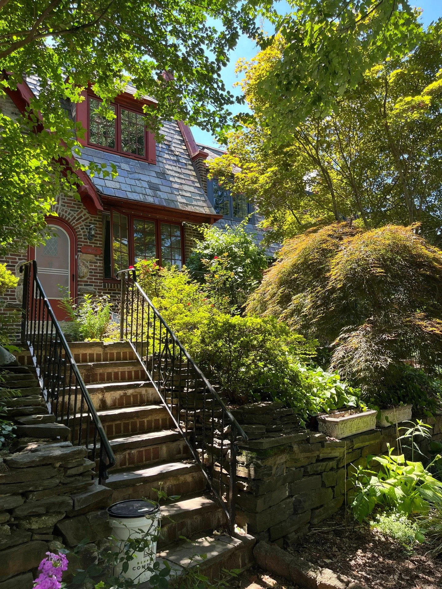 This photo was taken on a walk I took a year ago through East Falls here in Philadelphia when I was looking for inspiration for a new painting series. I really liked the red accents on the house as well as the abundance of greenery and plants outside