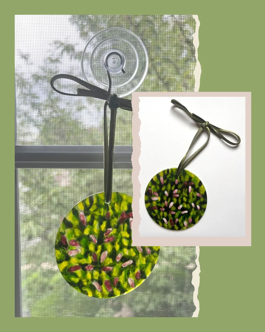 Here's a sneak peak at one of the sun catchers I will be releasing next month along with hand painted glass votive jars. I have a few that are florals, and it was a fun project to work on these pretty pieces. I loved painting these pieces, and look f