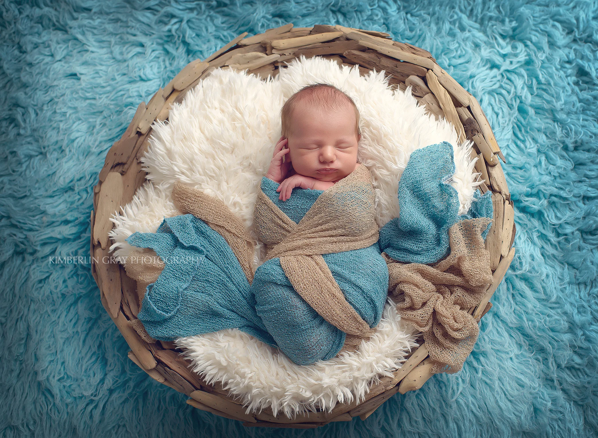 Newborn wrap in a basket Virginia Beach photographer