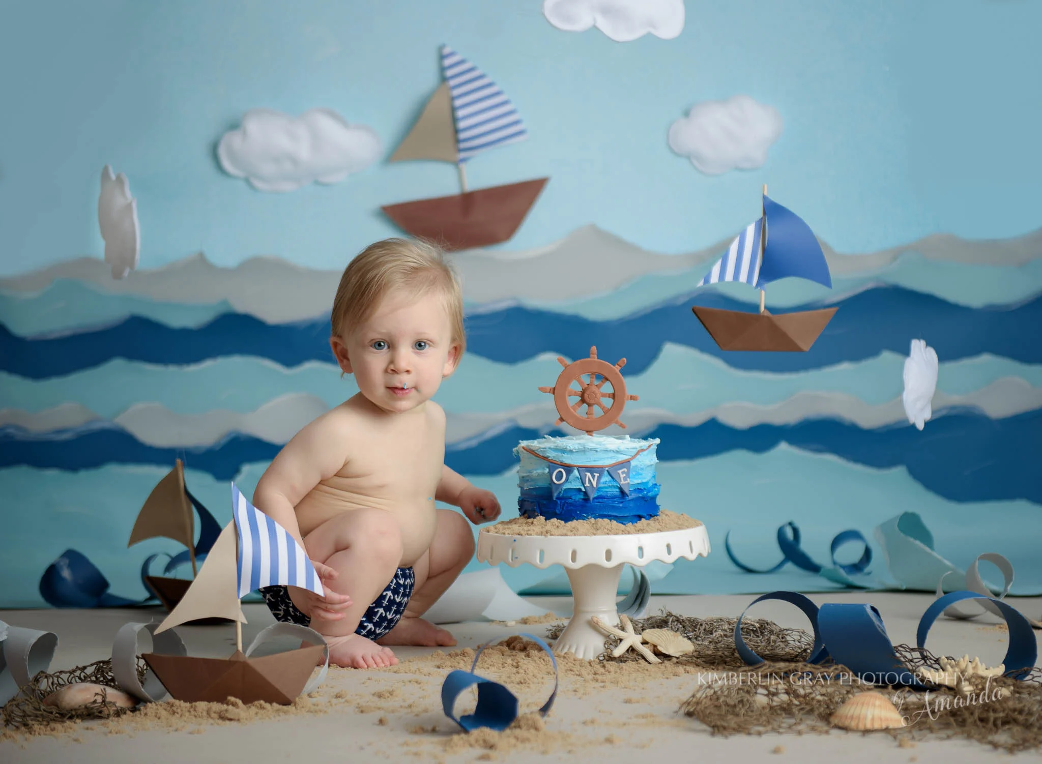 Nautical Cake Smashes | Virginia Beach & Norfolk Cake Smash Photography